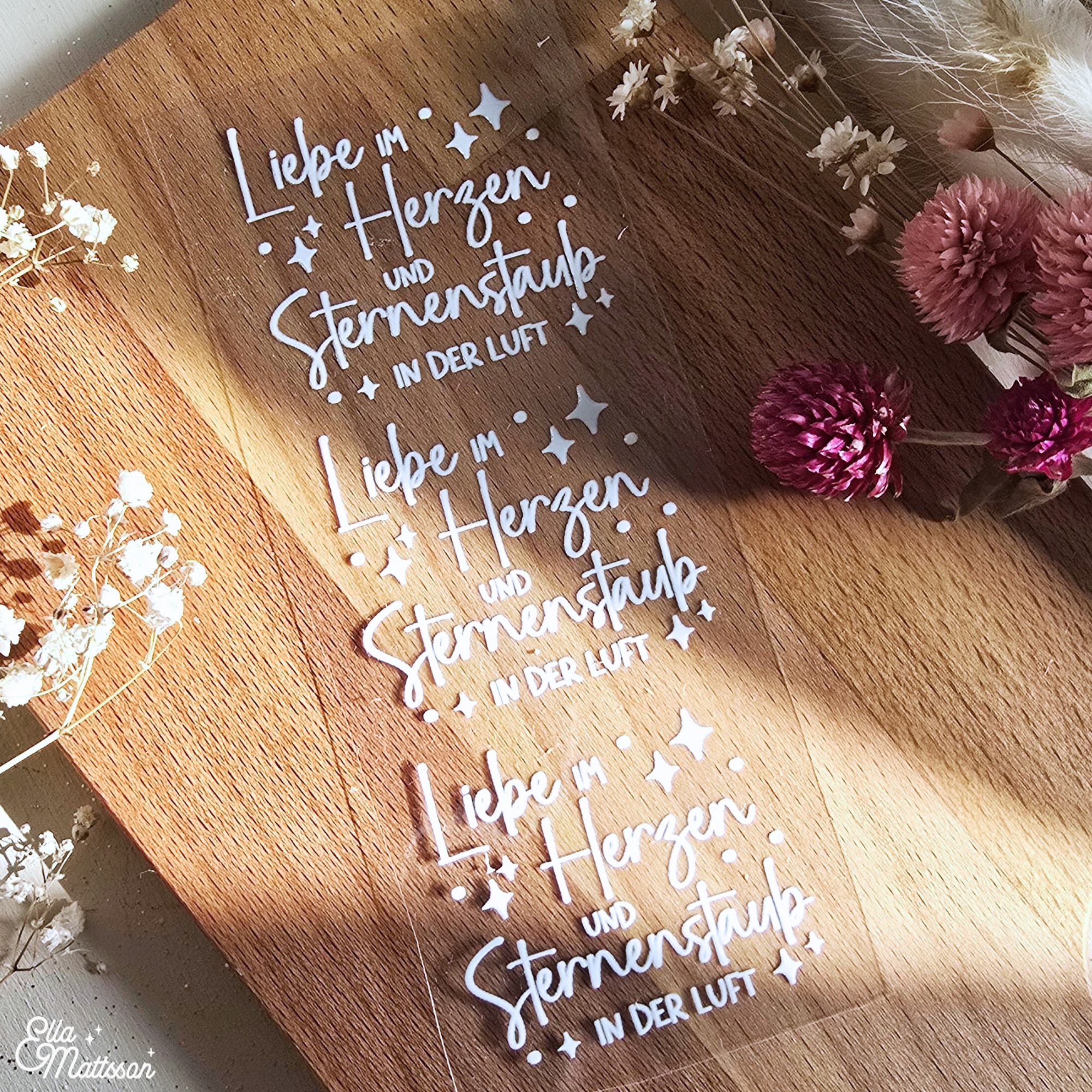 Rub On Sticker - "Liebe im Herzen und Sternenstaub in der Luft"