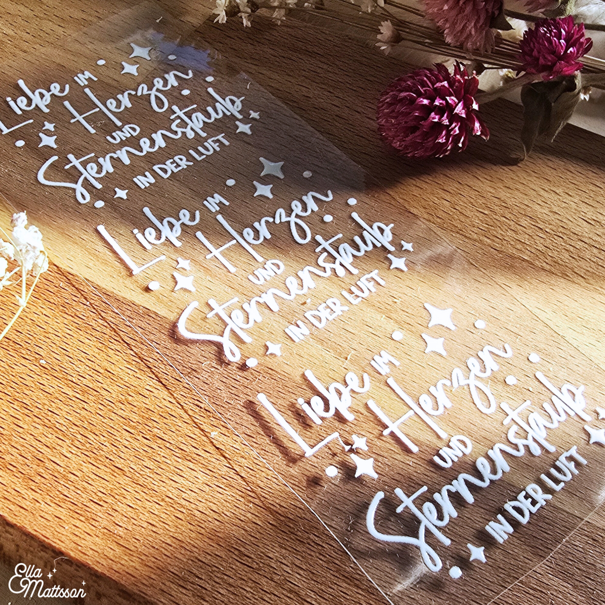 Rub On Sticker - "Liebe im Herzen und Sternenstaub in der Luft"