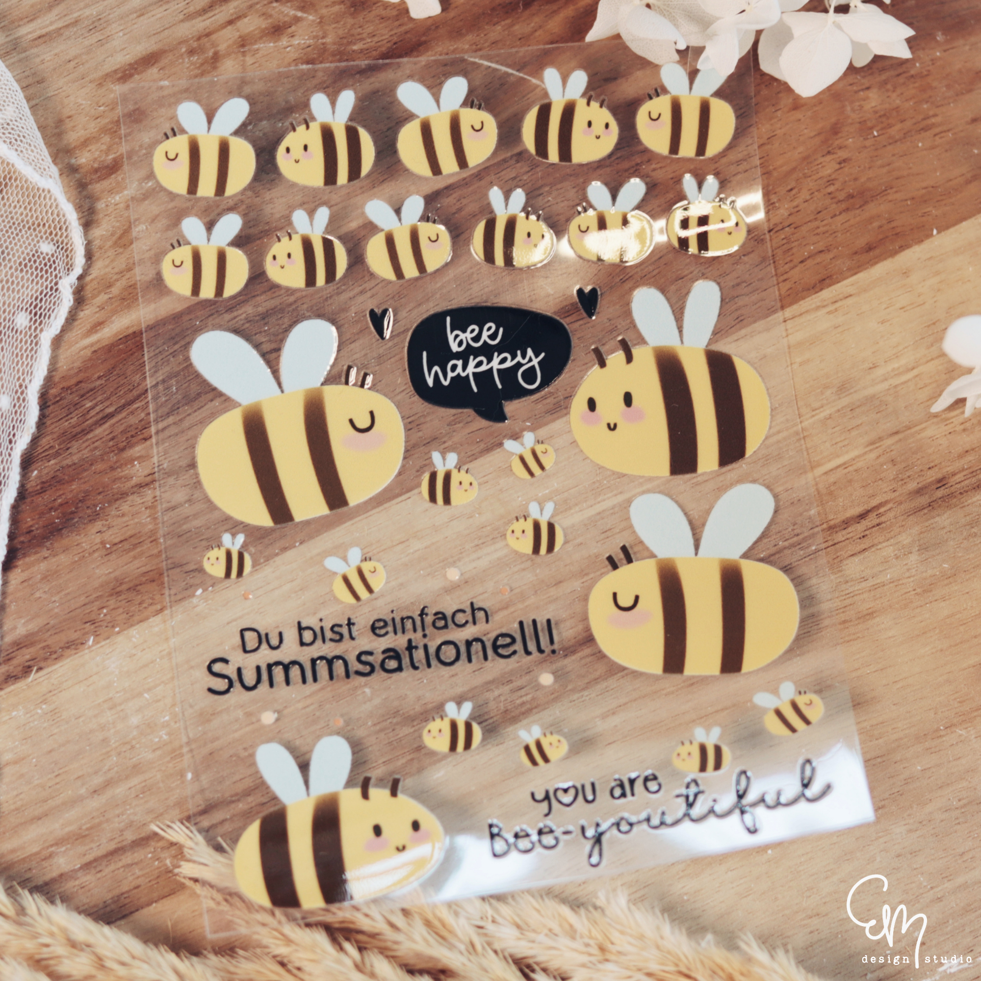 Rub on Sticker "Süße Bienchen" - Auswahl zwischen DIN A5 & DIN A6