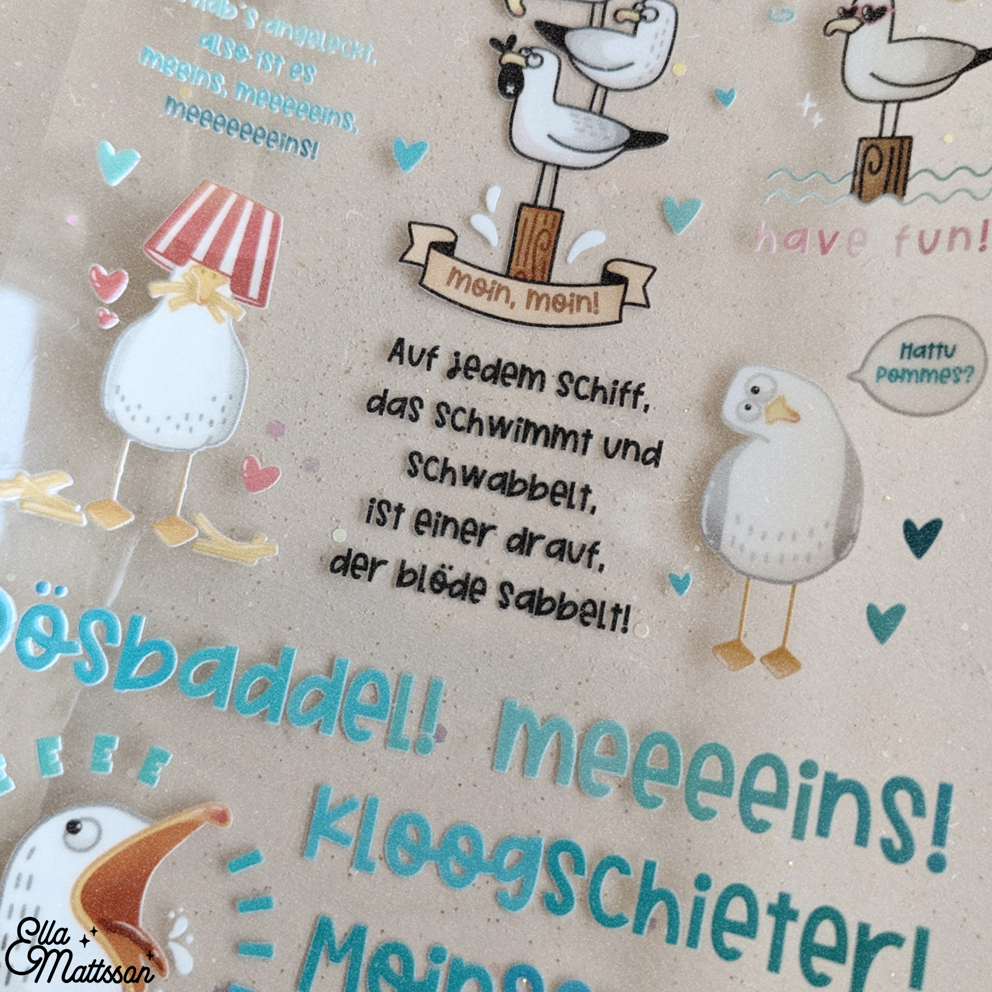 Rub On Sticker - "Lustige Möwen" - Ella Mattsson©