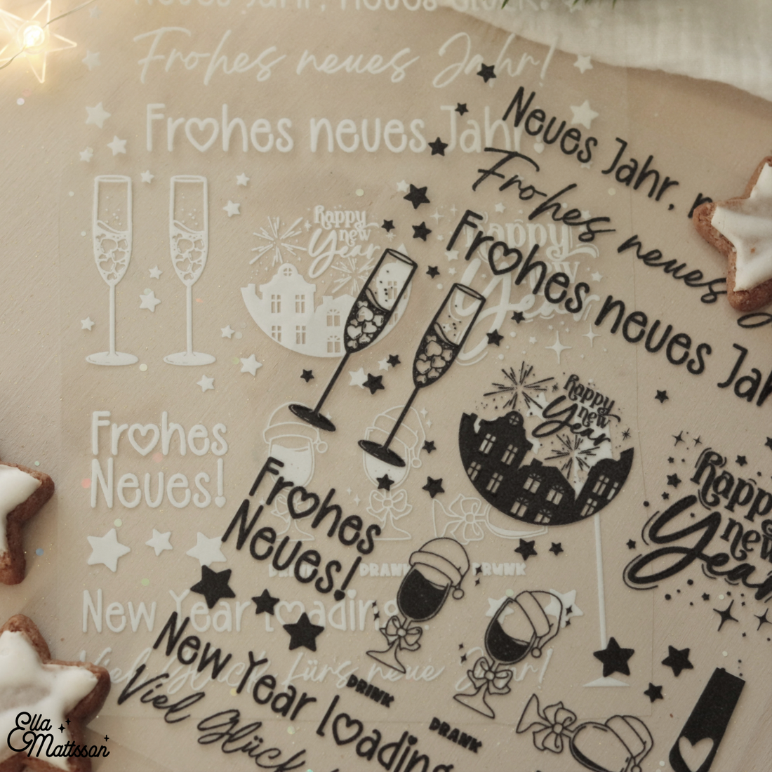 Rub On Sticker - "Frohes Neues!" - Ella Mattsson©