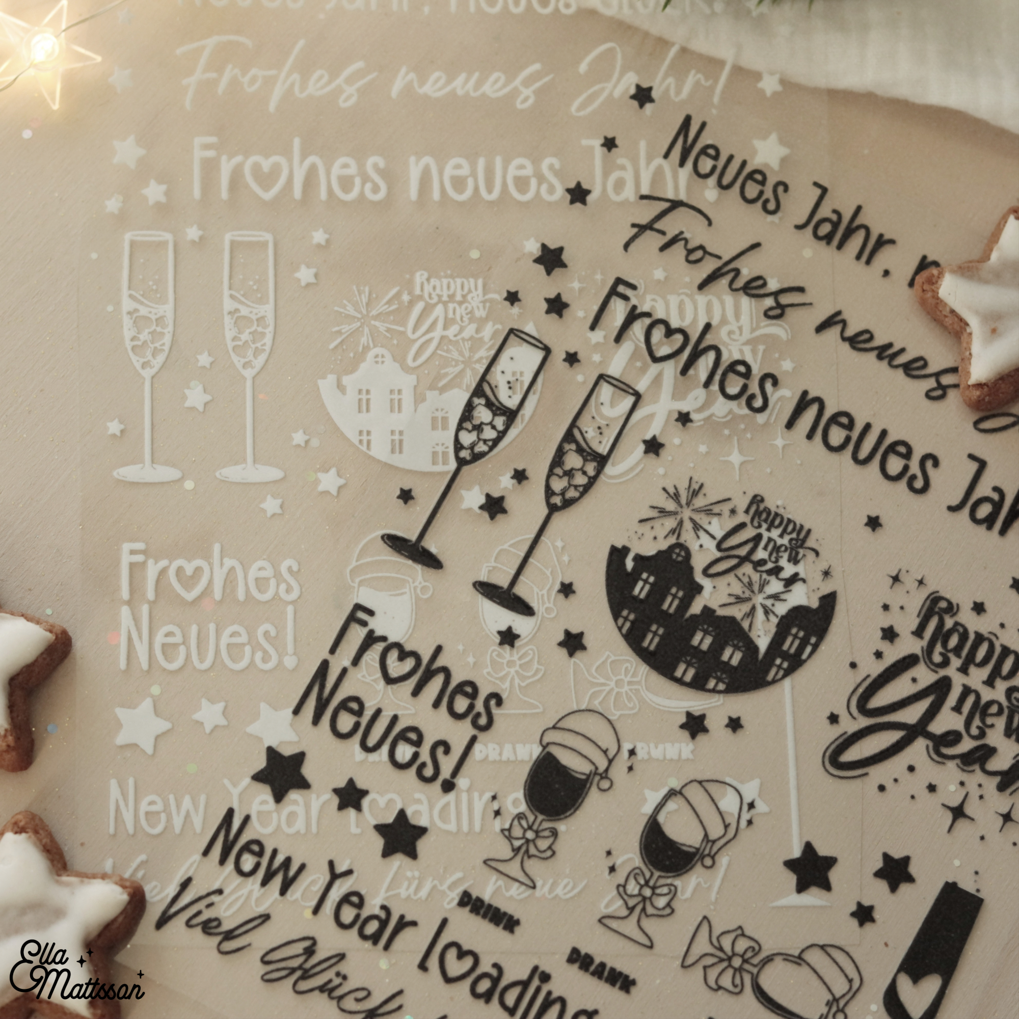 Rub On Sticker - "Frohes Neues!" - Ella Mattsson©