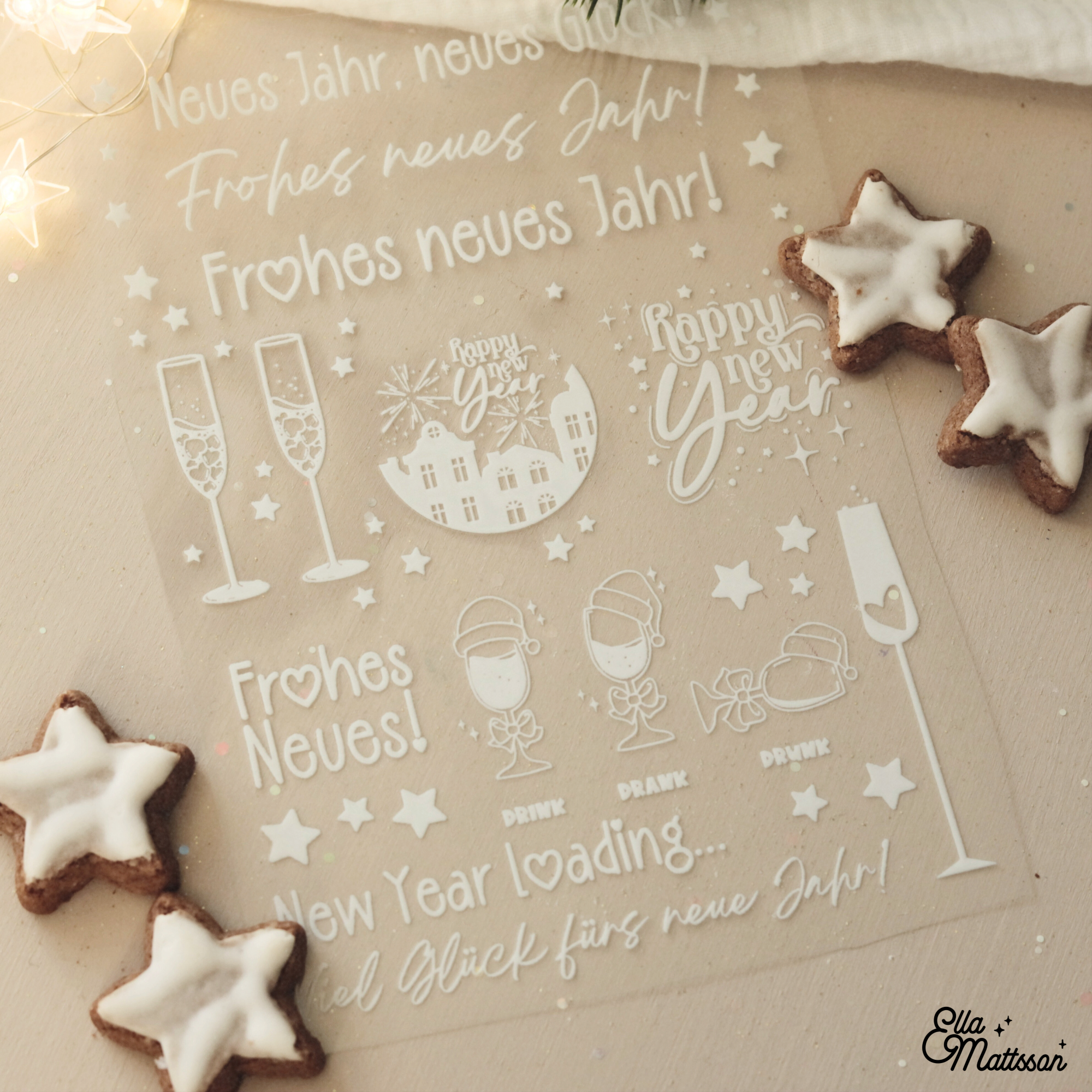 Rub On Sticker - "Frohes Neues!" - Ella Mattsson©