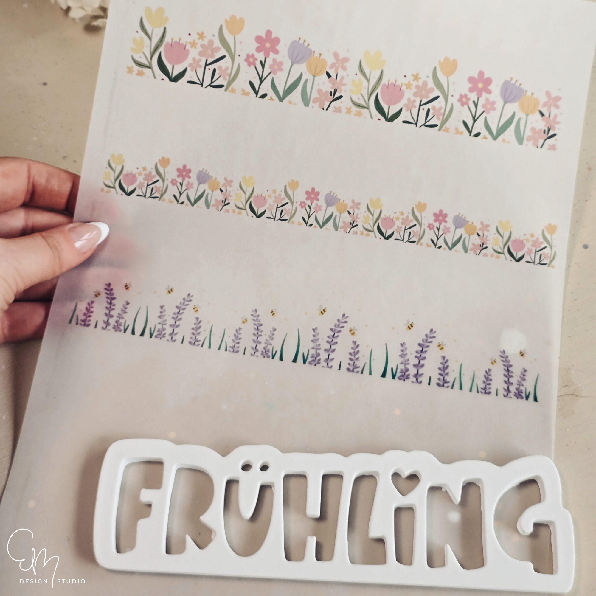 Silikonform - Beleuchtbarer Schriftzug "Frühling" + GRATIS Druckvorlage