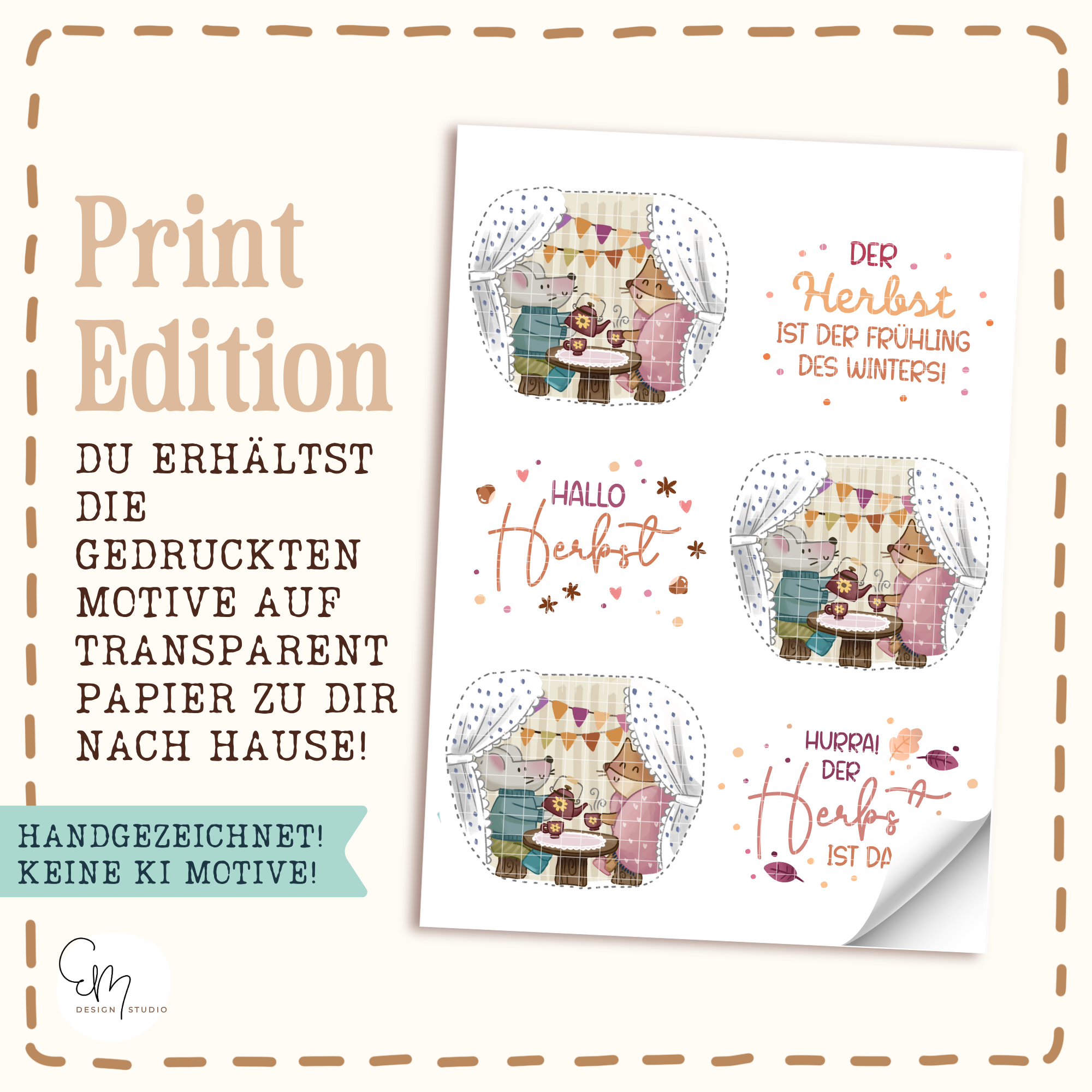 Gedruckte Inlay-Vorlagen auf Transparentpapier – "Mausige Teeparty"