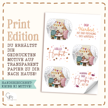 Gedruckte Inlay-Vorlagen auf Transparentpapier – "Mausige Teeparty"