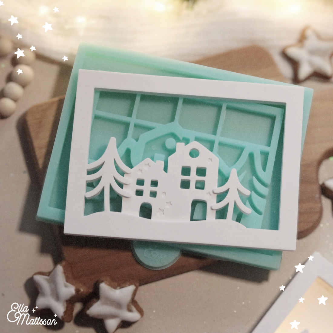 Silikonform "Winterlandschaft im Rahmen" zum Beleuchten