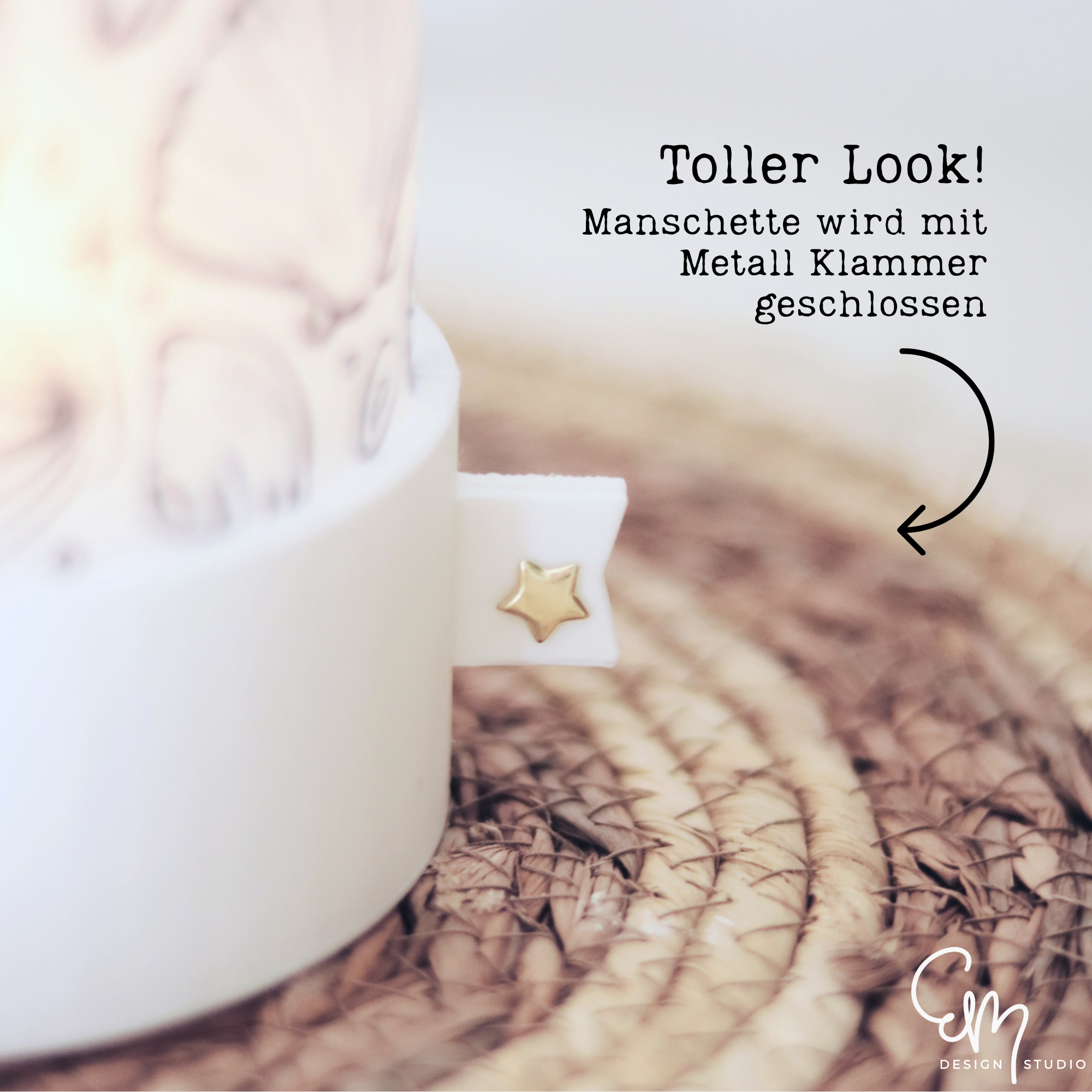 3D Druckdatei (stl) - Teelichtlaterne Sockel "Juno" - Sockel mit Manschette für bedrucktes Transparentpapier