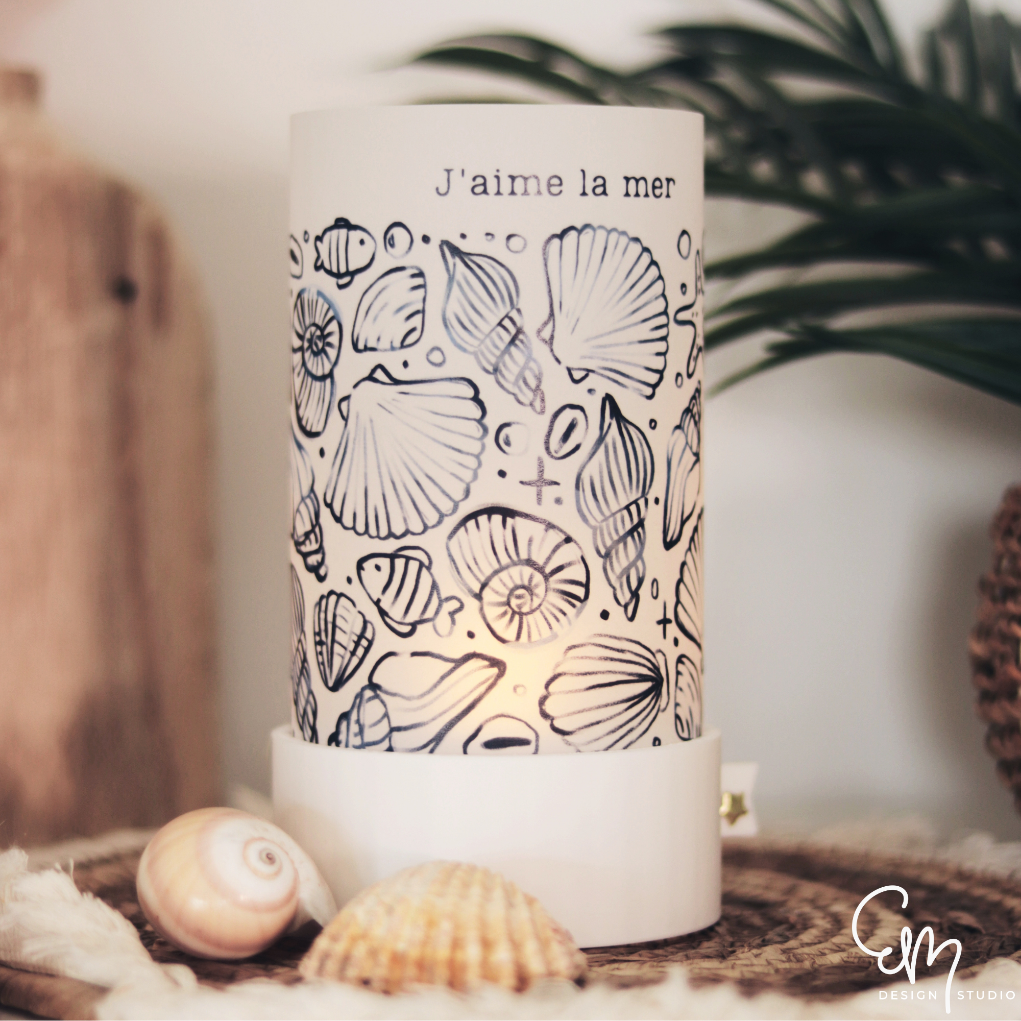 Bedrucktes Transparentpapier für 3d Druck Laterne "Juno" auf Transparentpapier – Muschelmuster