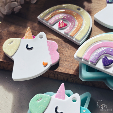 2er Set - Silikonformen Set "Anhänger Einhorn" Anhänger mit Einhorn und Regenbogen Motiv