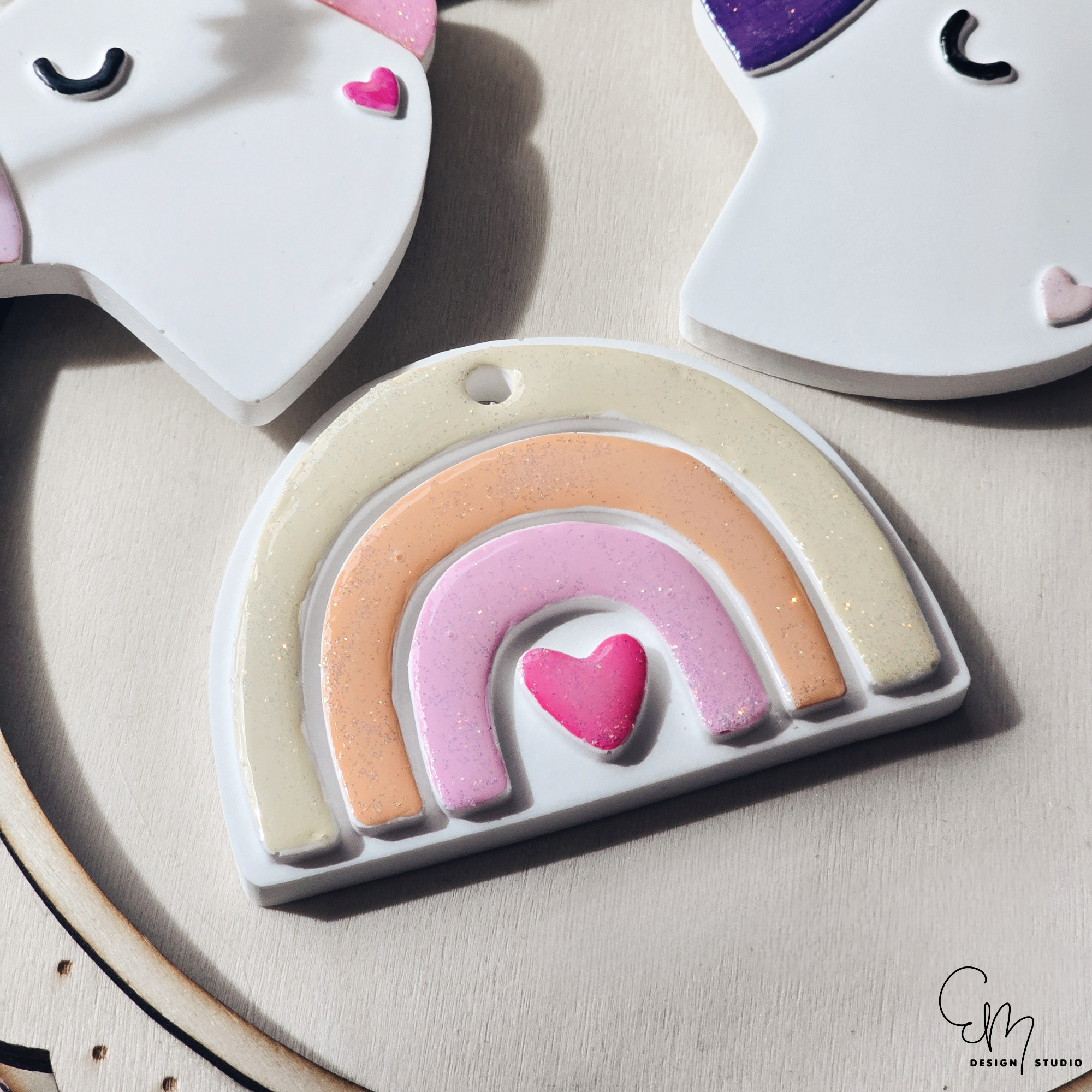 2er Set - Silikonformen Set "Anhänger Einhorn" Anhänger mit Einhorn und Regenbogen Motiv