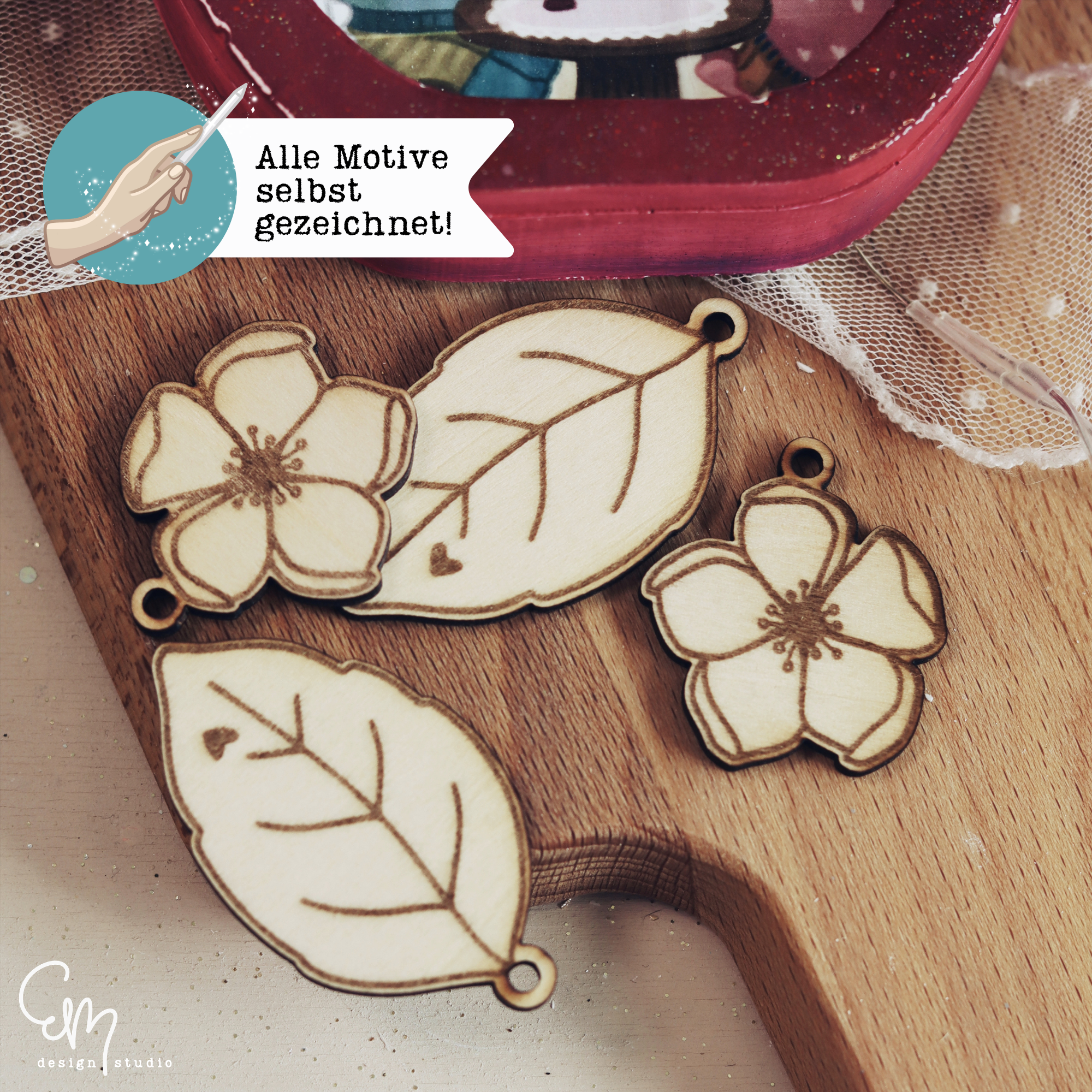 Silikonform "leuchtendes Apfelhaus" mit süßen Motiven zum einkleben + Gratis Lasercut Dateien