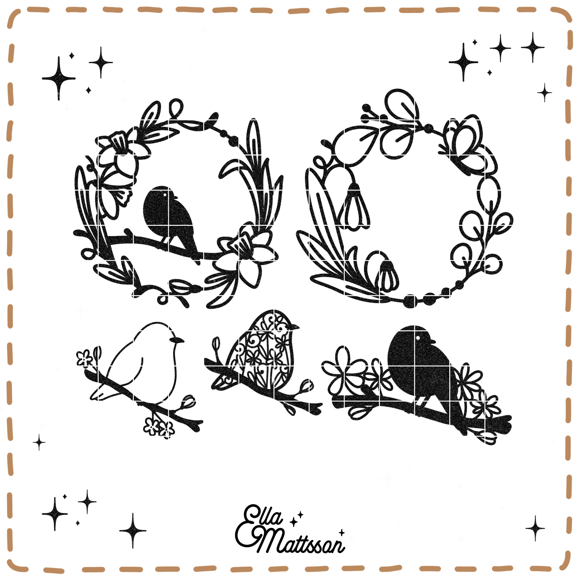 Plotterdatei Bundle - "Birds and Flowers" - Ella Mattsson