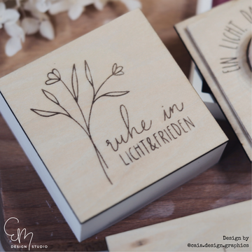 Gelaserter Deckel für 4er Teelichtschatulle "Trauer" - Design by Caia.Design.Graphics