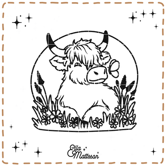 Plotterdatei - "Highland Cattle auf Blumenwiese" - Ella Mattsson©