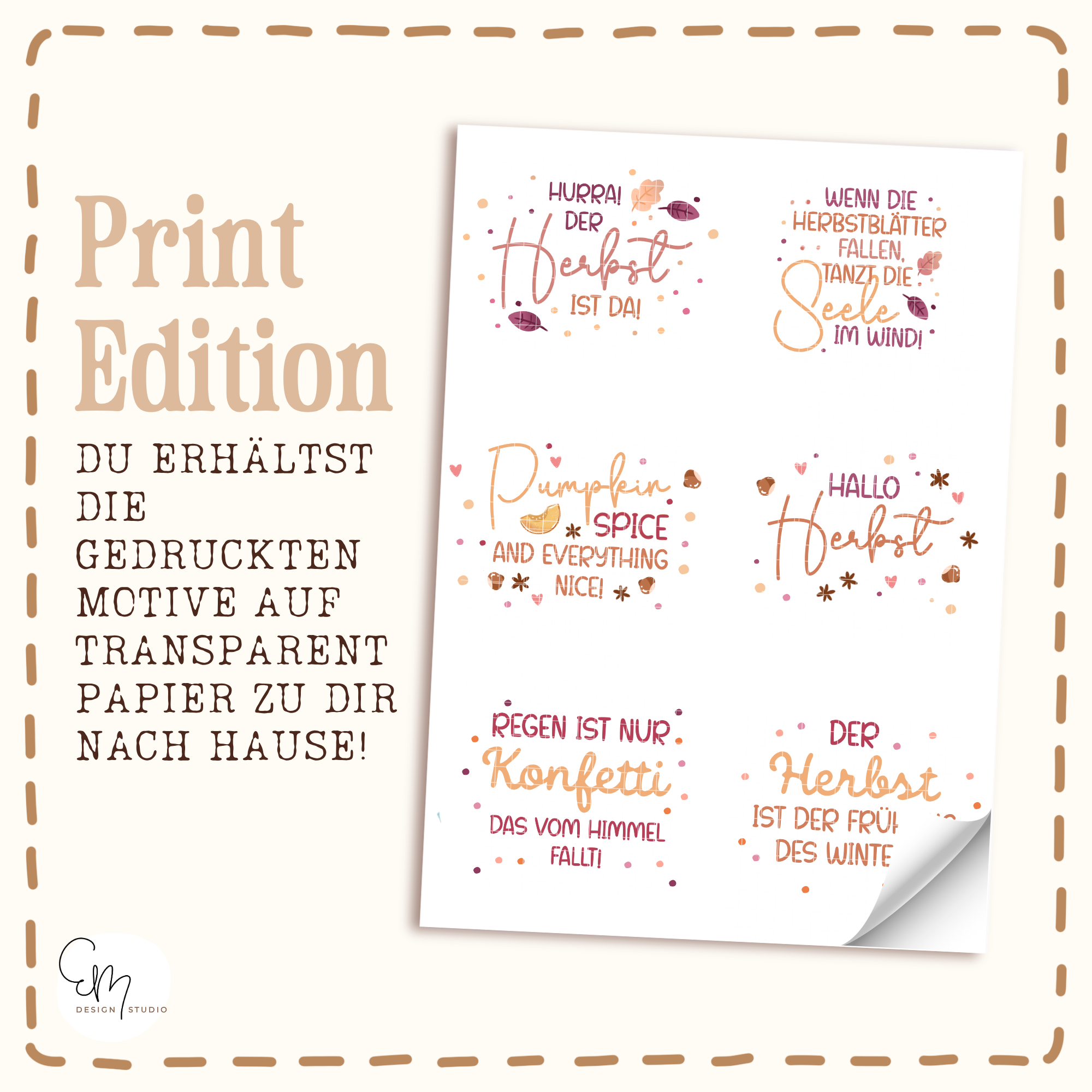 Gedruckte Inlay-Vorlagen auf Transparentpapier – "Herbstgrüße"