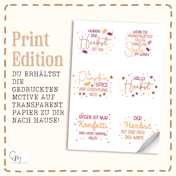 Gedruckte Inlay-Vorlagen auf Transparentpapier – "Herbstgrüße"