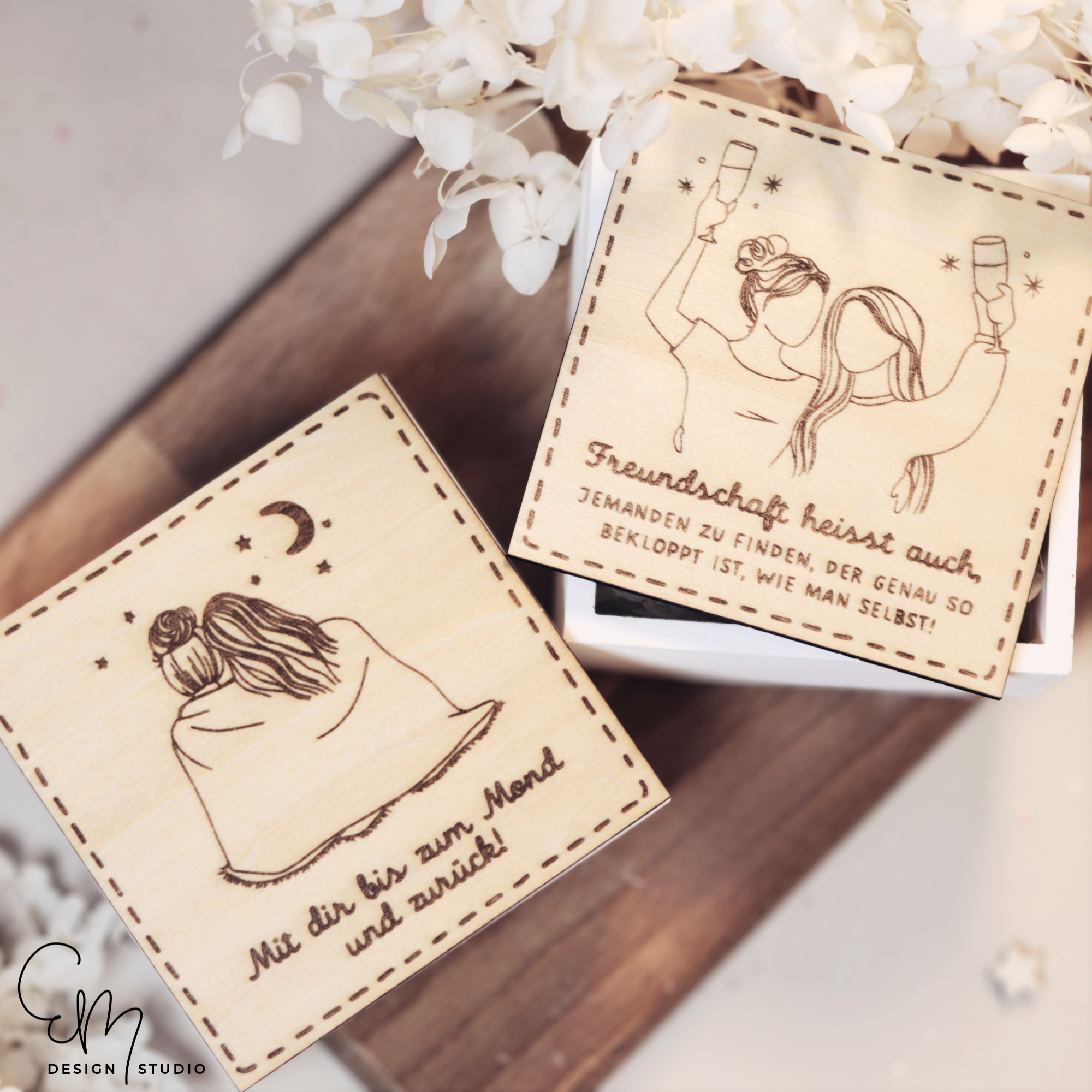 Lasercut Datei - Deckel für 4er Teelicht Schatulle "Freundin"