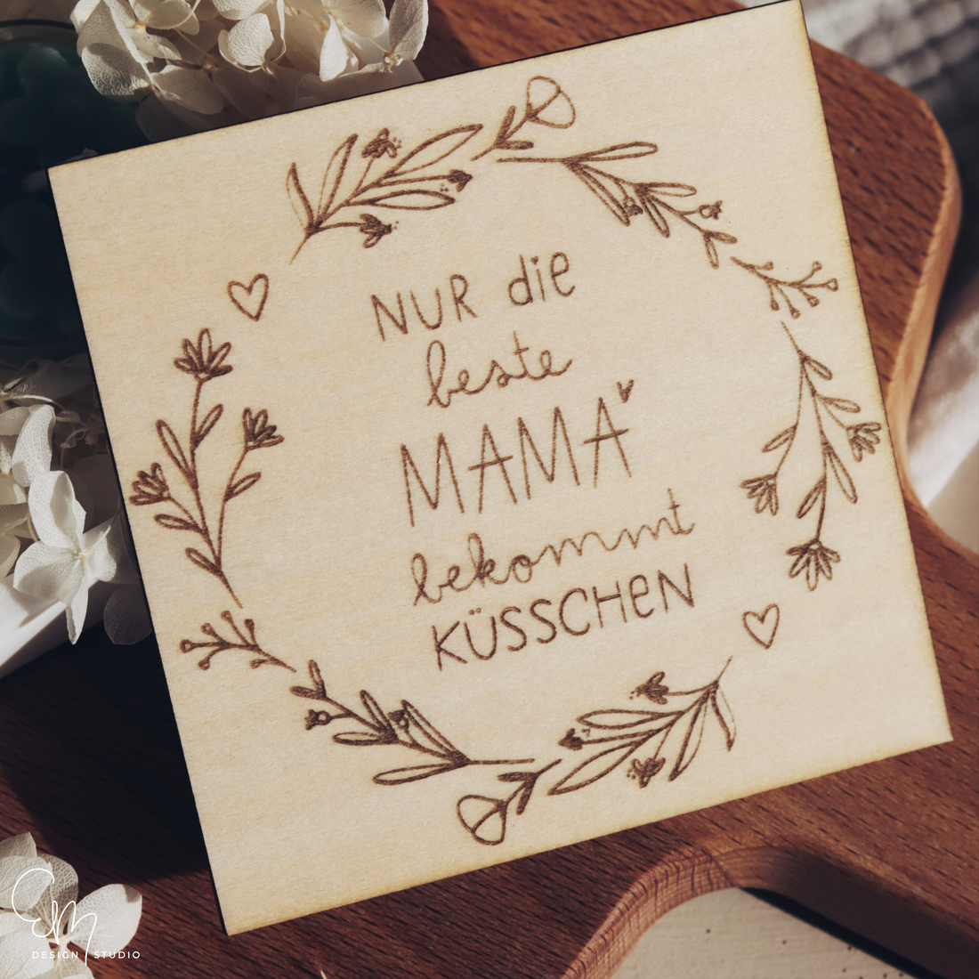 Gelaserter Deckel für 4er Teelichtschatulle "Muttertag" - Design by Caia.Design.Graphics