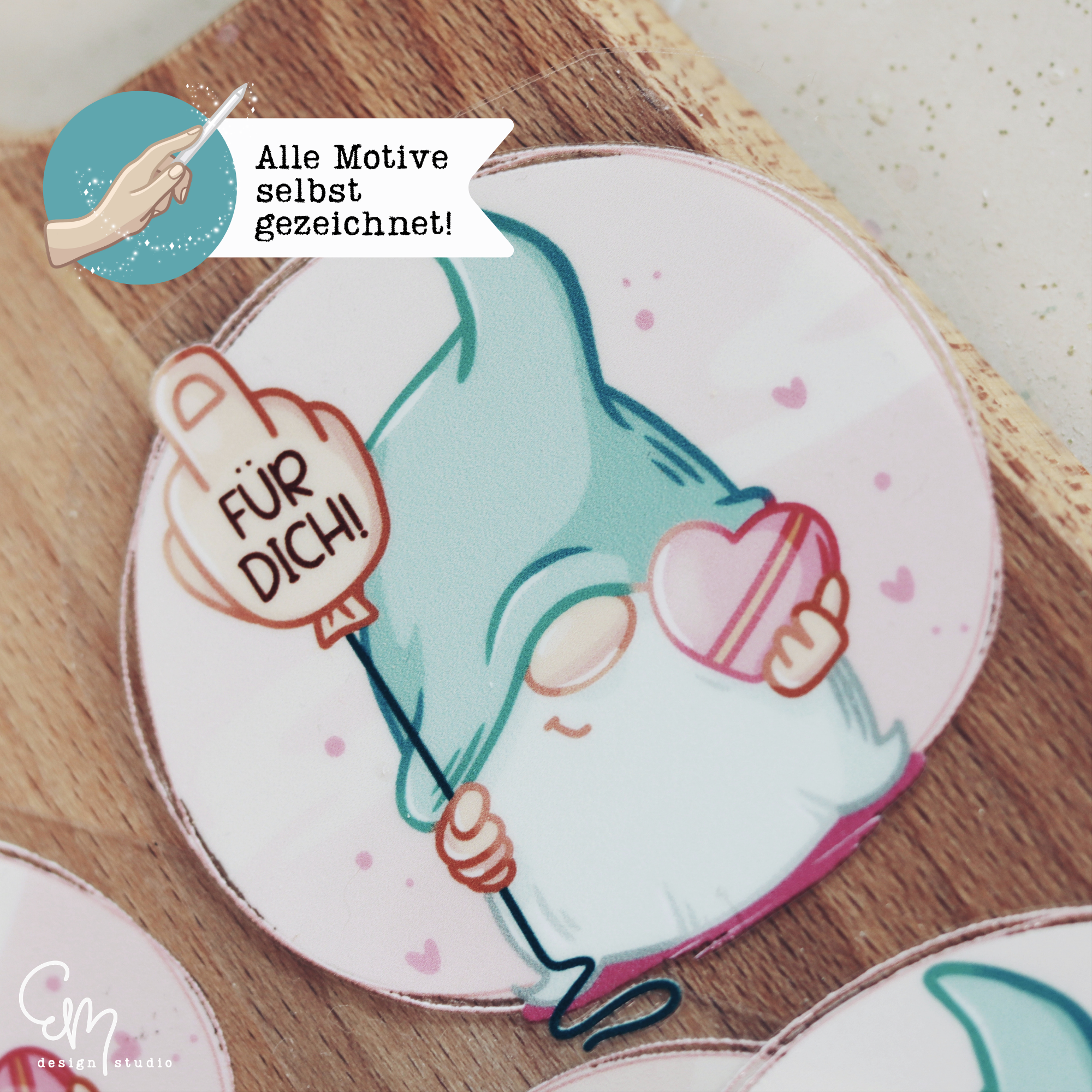 Rub on Sticker - "Mittelfinger Ballon Wichtel"