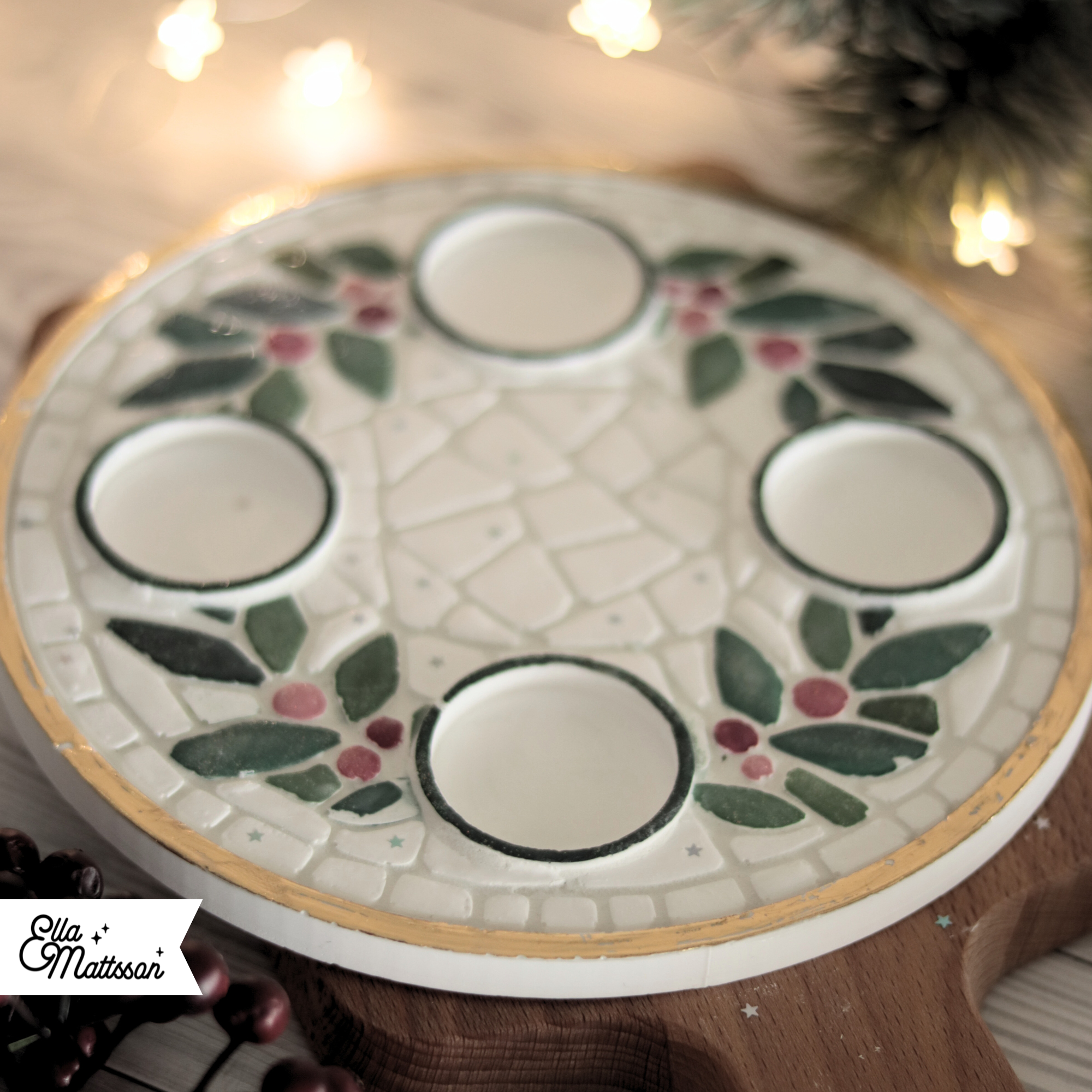 Silikonform Mosaik Tablett L - "Adventskranz Winterbeeren"
