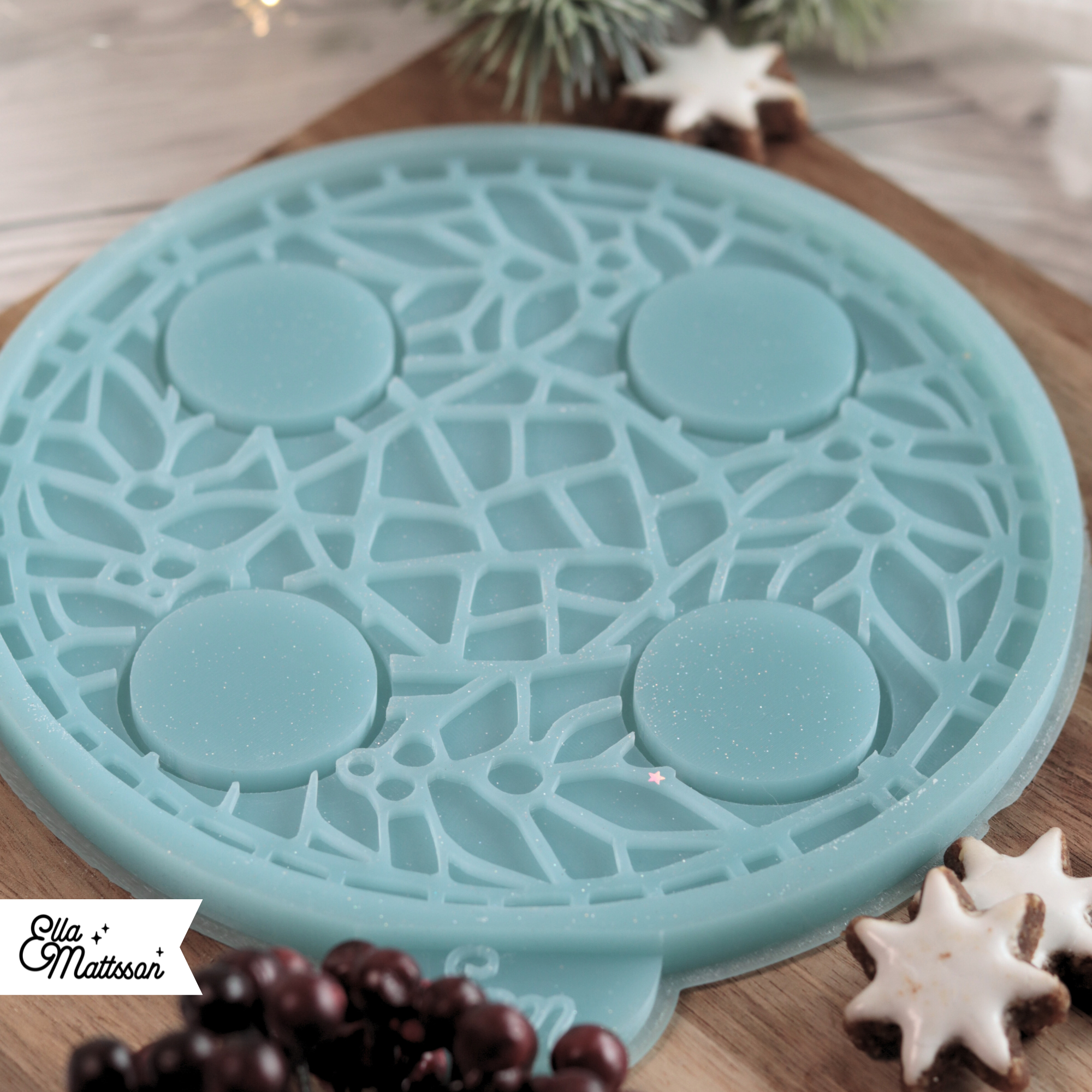 Silikonform Mosaik Tablett L - "Adventskranz Winterbeeren"