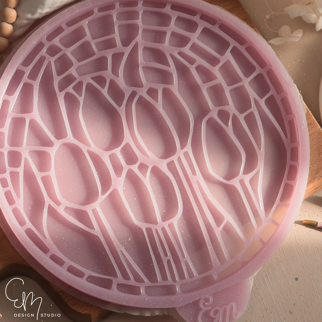 Silikonform – Mosaik-Tablett L „Tulpenwiese“ – Ø 18 cm