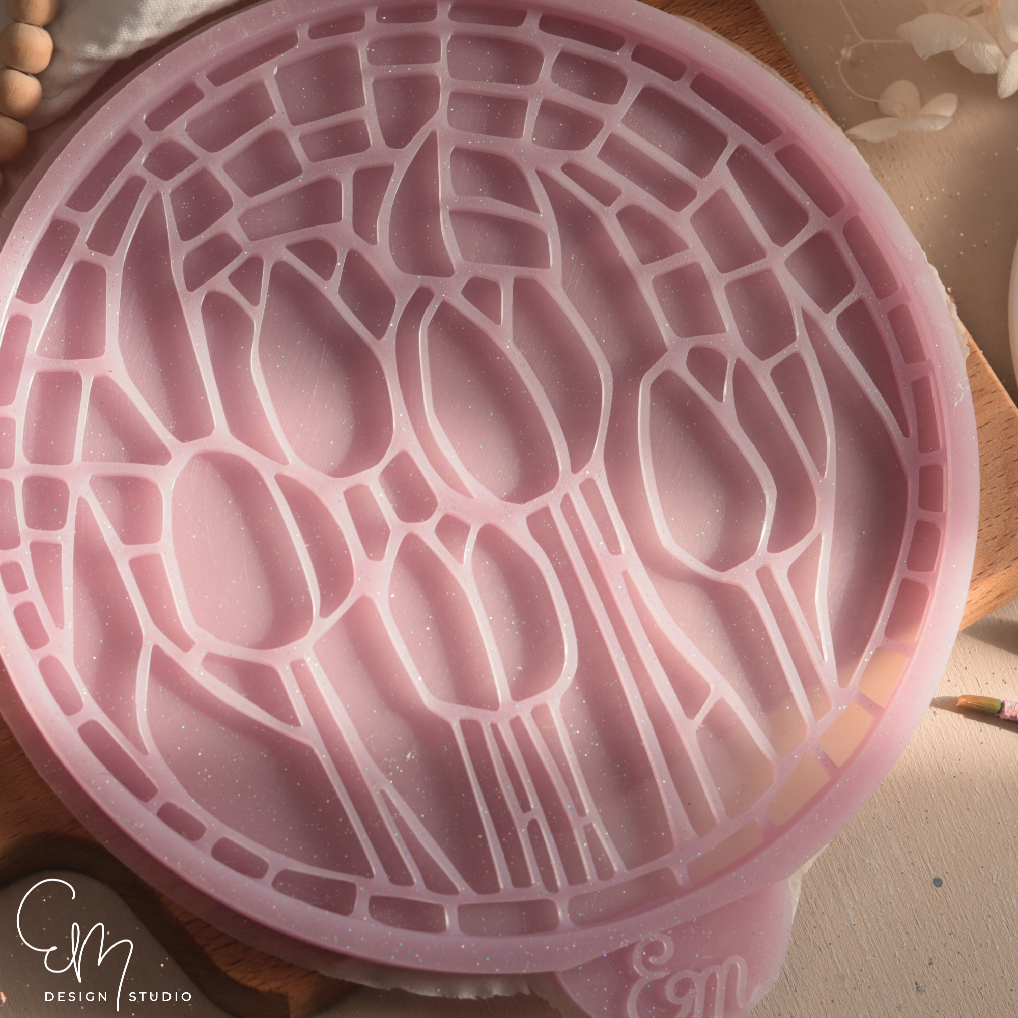 Silikonform – Mosaik-Tablett L „Tulpenwiese“ – Ø 18 cm