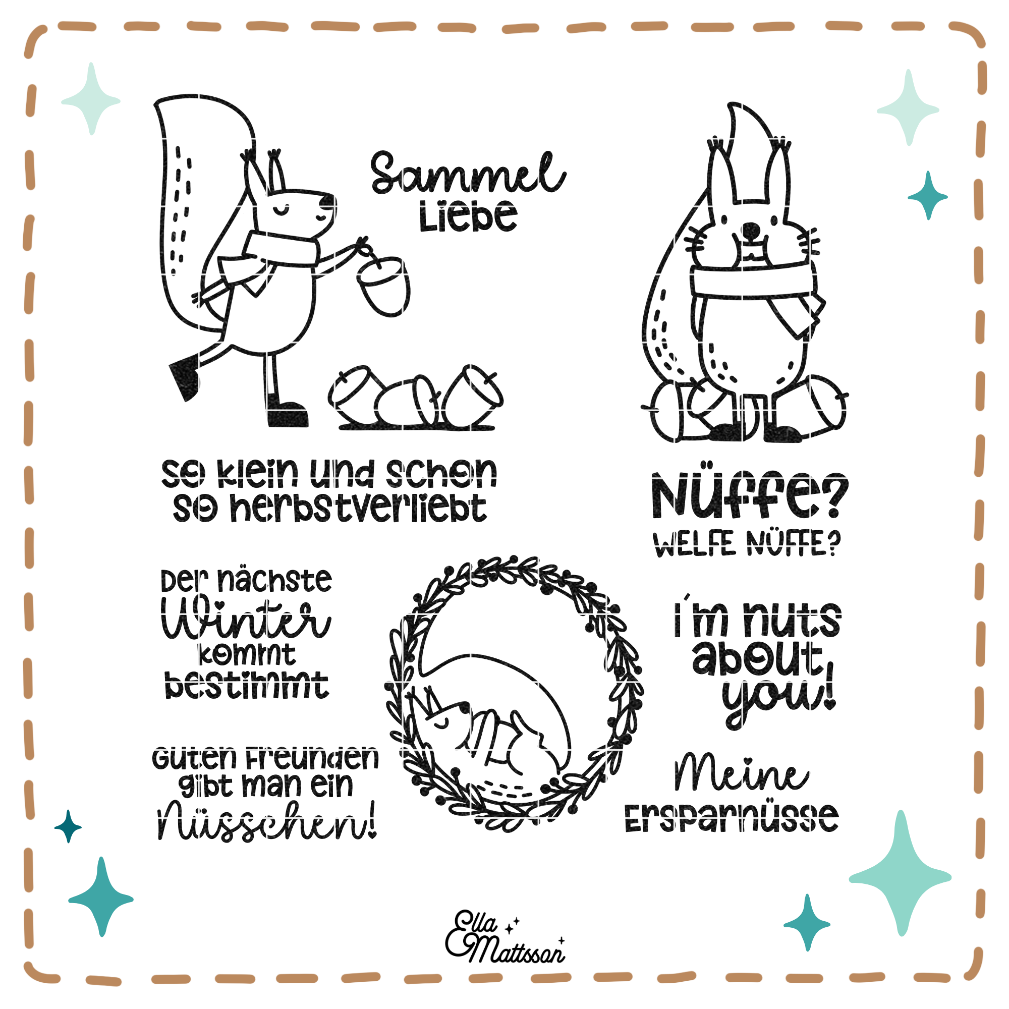 Plotterdatei Bundle - "I´m nuts about you!" süße Eichhörnchen und Nüsse