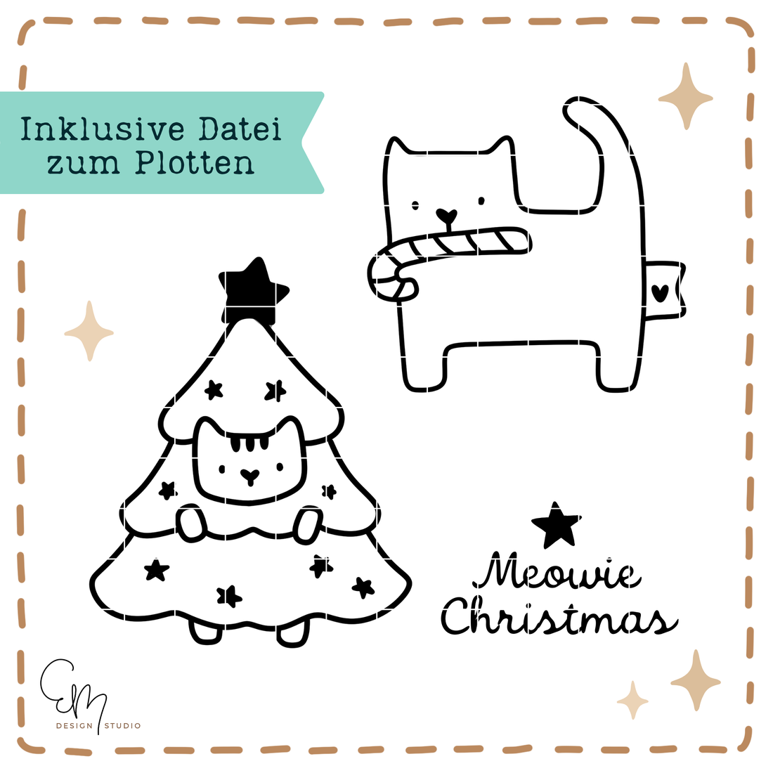 Lasercut Datei - meowy Christmas Anhänger (Inkl. Datei zum Plotten)