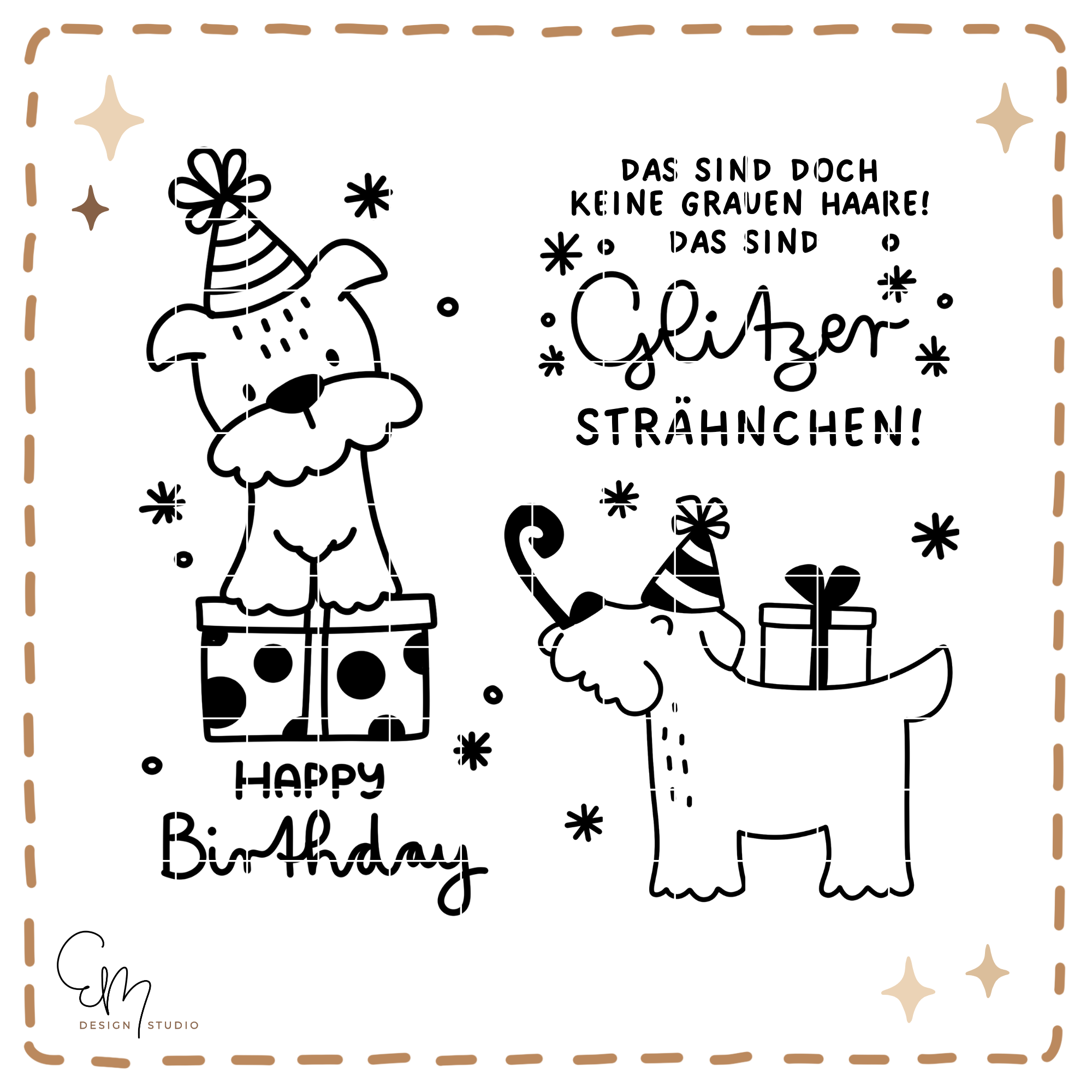 Plotter / Lasercut Datei - süßer Schnauzer mit Geburtstagsgrüßen