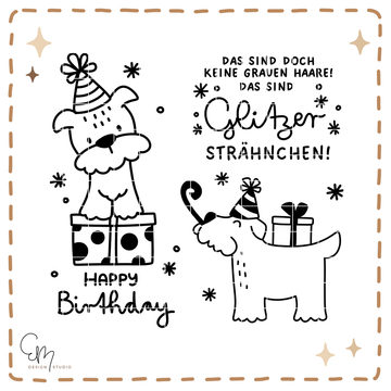 Plotter / Lasercut Datei - süßer Schnauzer mit Geburtstagsgrüßen