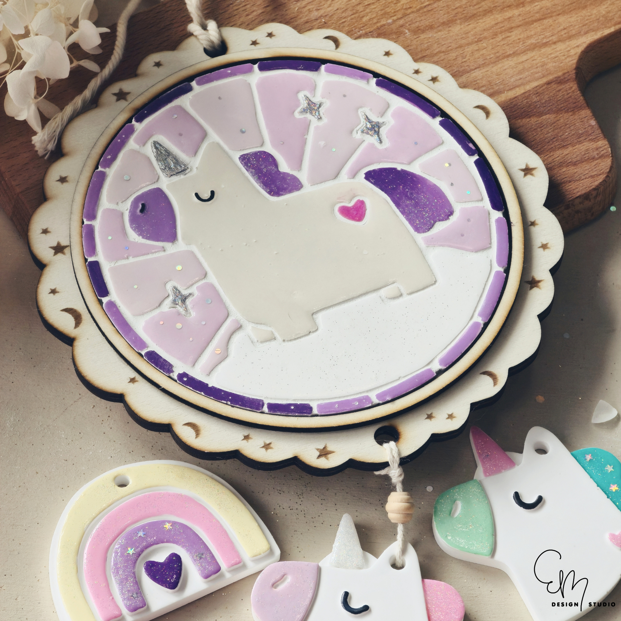 Lasercut Datei - Rahmen mit Sternen / Fassung für runde Mosaiktabletts Größe M