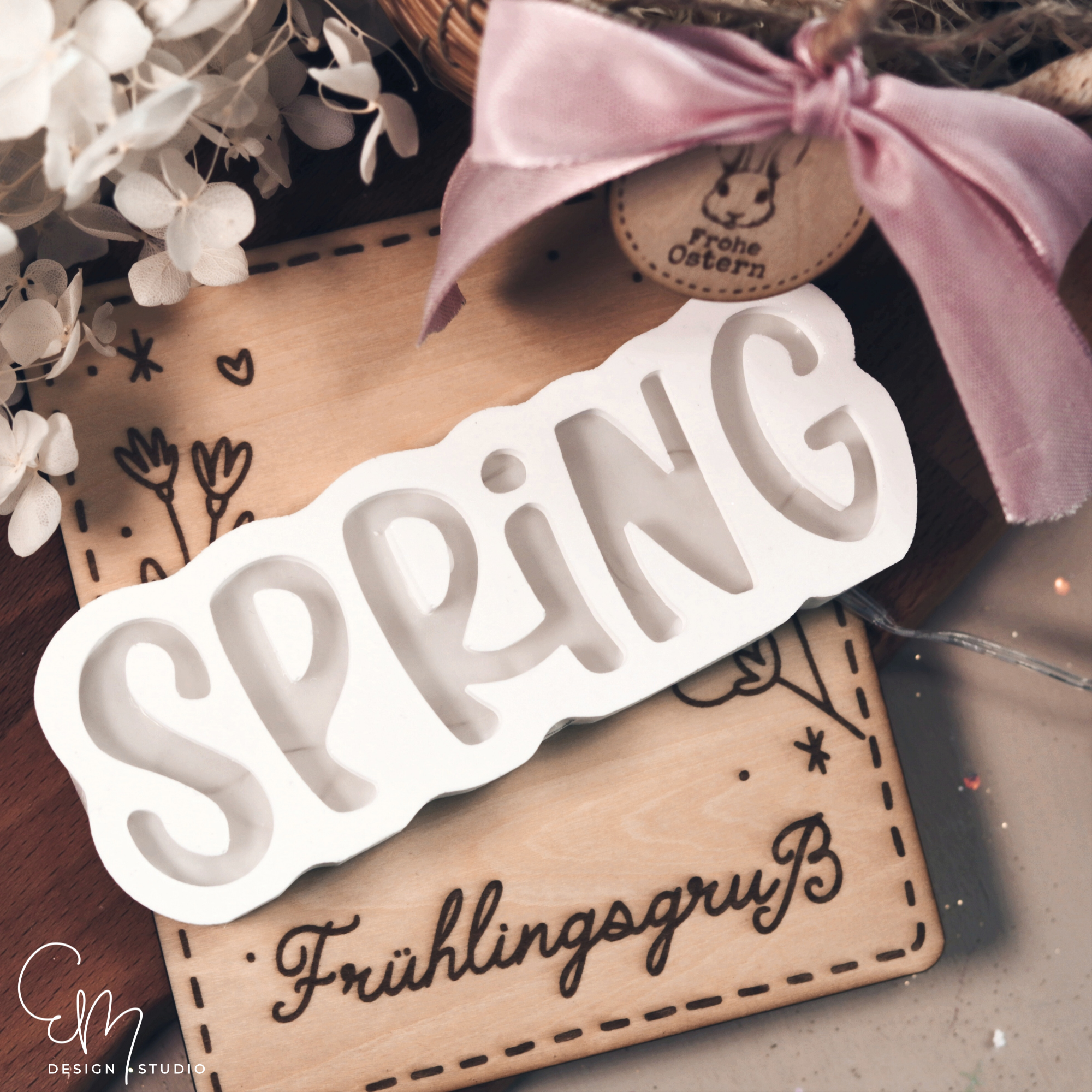 Silikonform - "Spring glow" - beleuchtbarer Schriftzug