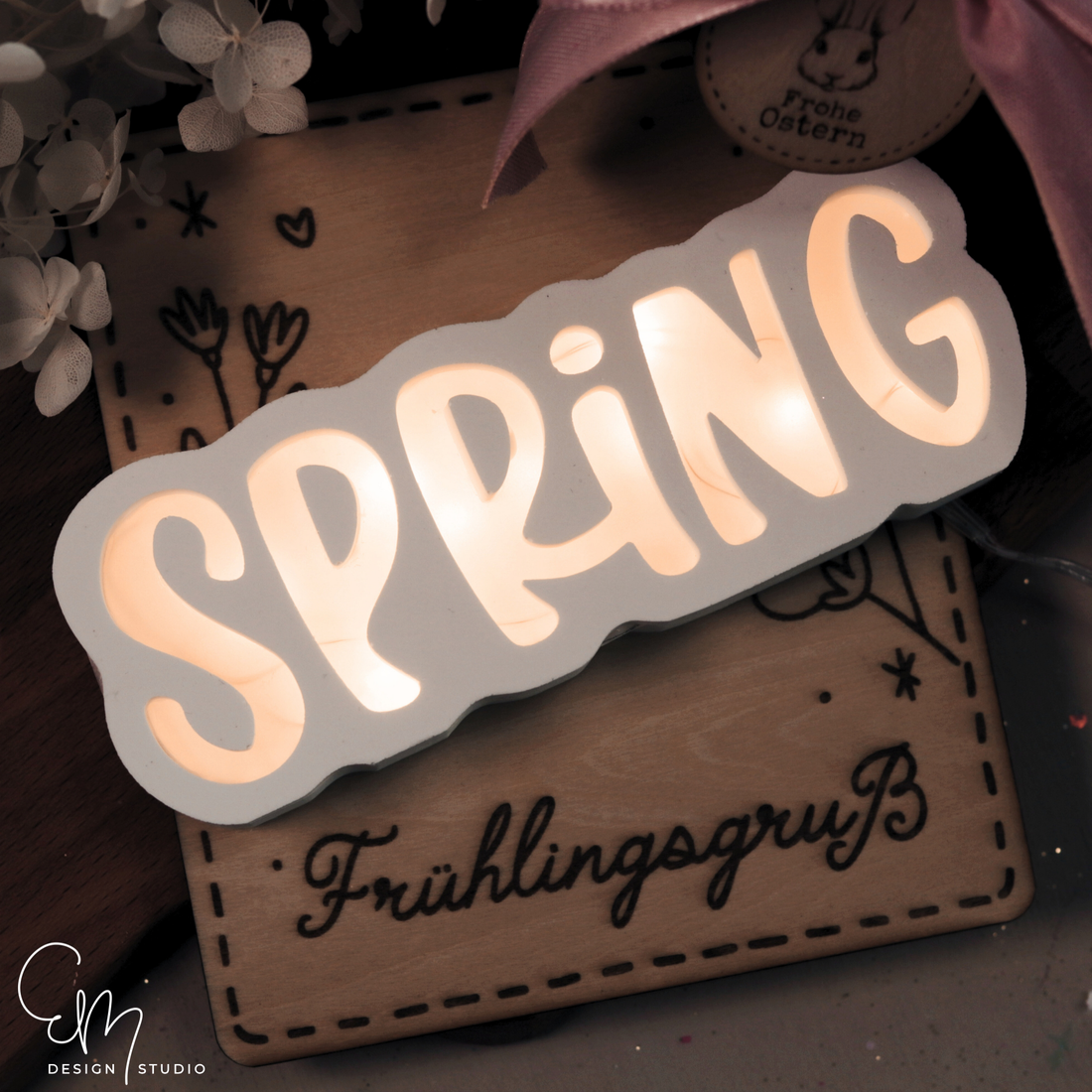 Silikonform - "Spring glow" - beleuchtbarer Schriftzug