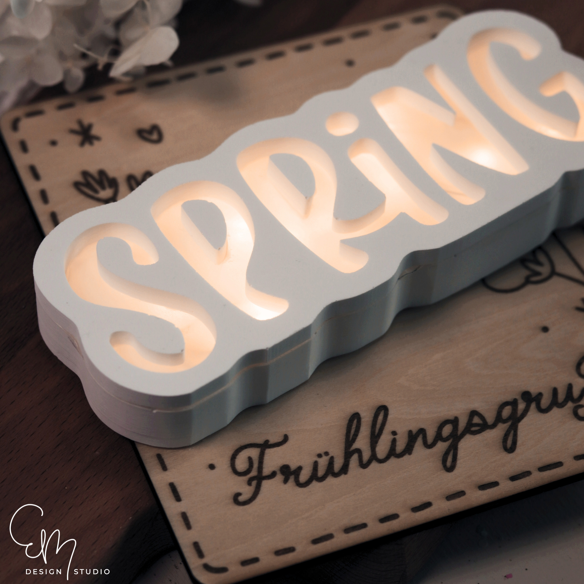 Silikonform - "Spring glow" - beleuchtbarer Schriftzug