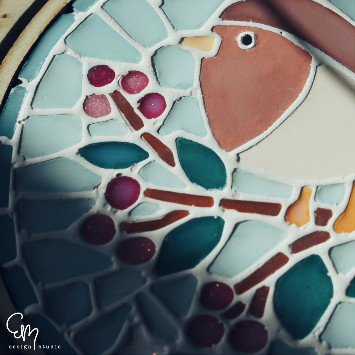 Silikonform Mosaik Tablett M - "Rotkehlchen Robin" Ø 14 cm
