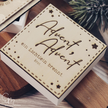 Gelaserter Deckel für 4er Teelichtschatulle "Advent, Advent"