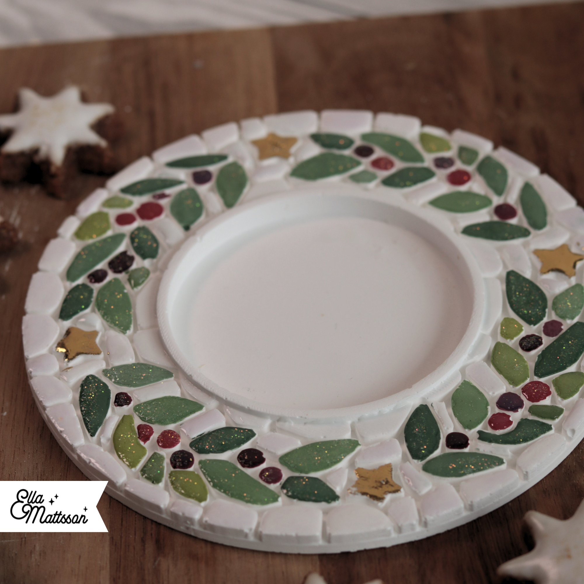 Silikonform Mosaik Tablett M - "Winterbeeren-Lichtteller"