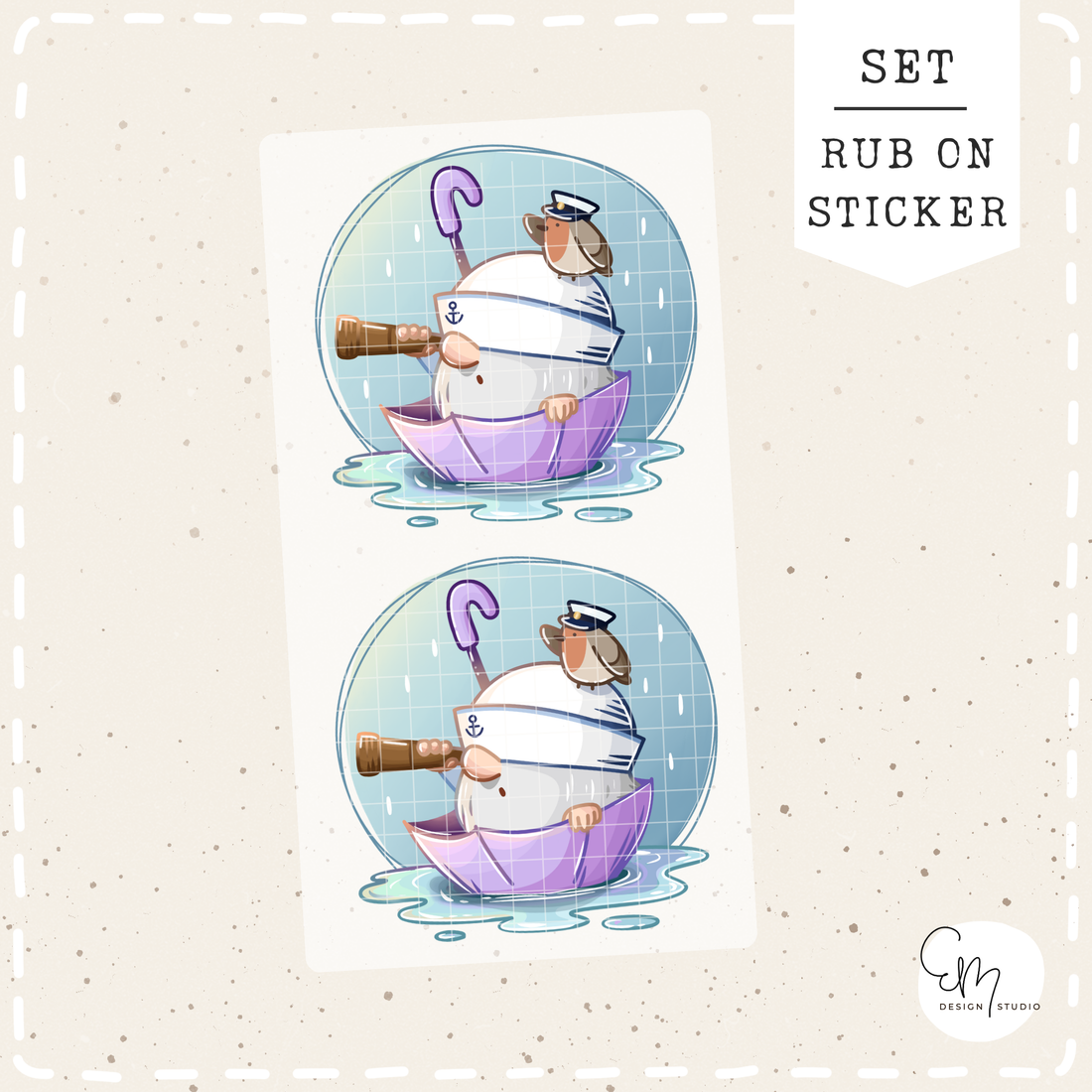 Rub on Sticker - "Schietwetter Wichtel im Regenschirm"
