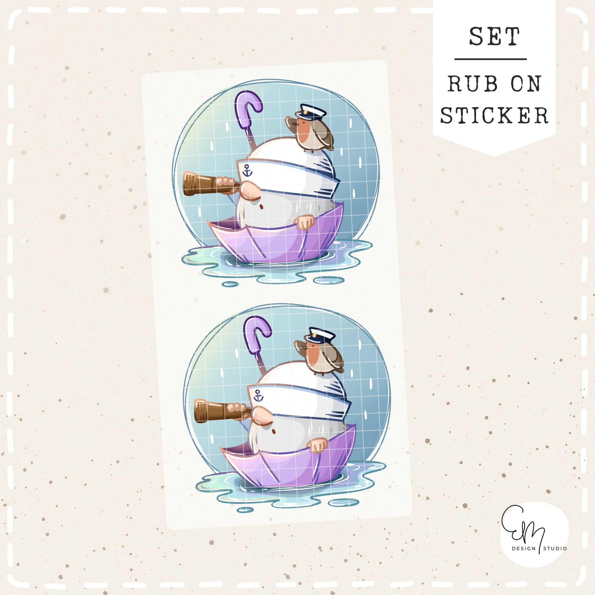 Rub on Sticker - "Schietwetter Wichtel im Regenschirm"