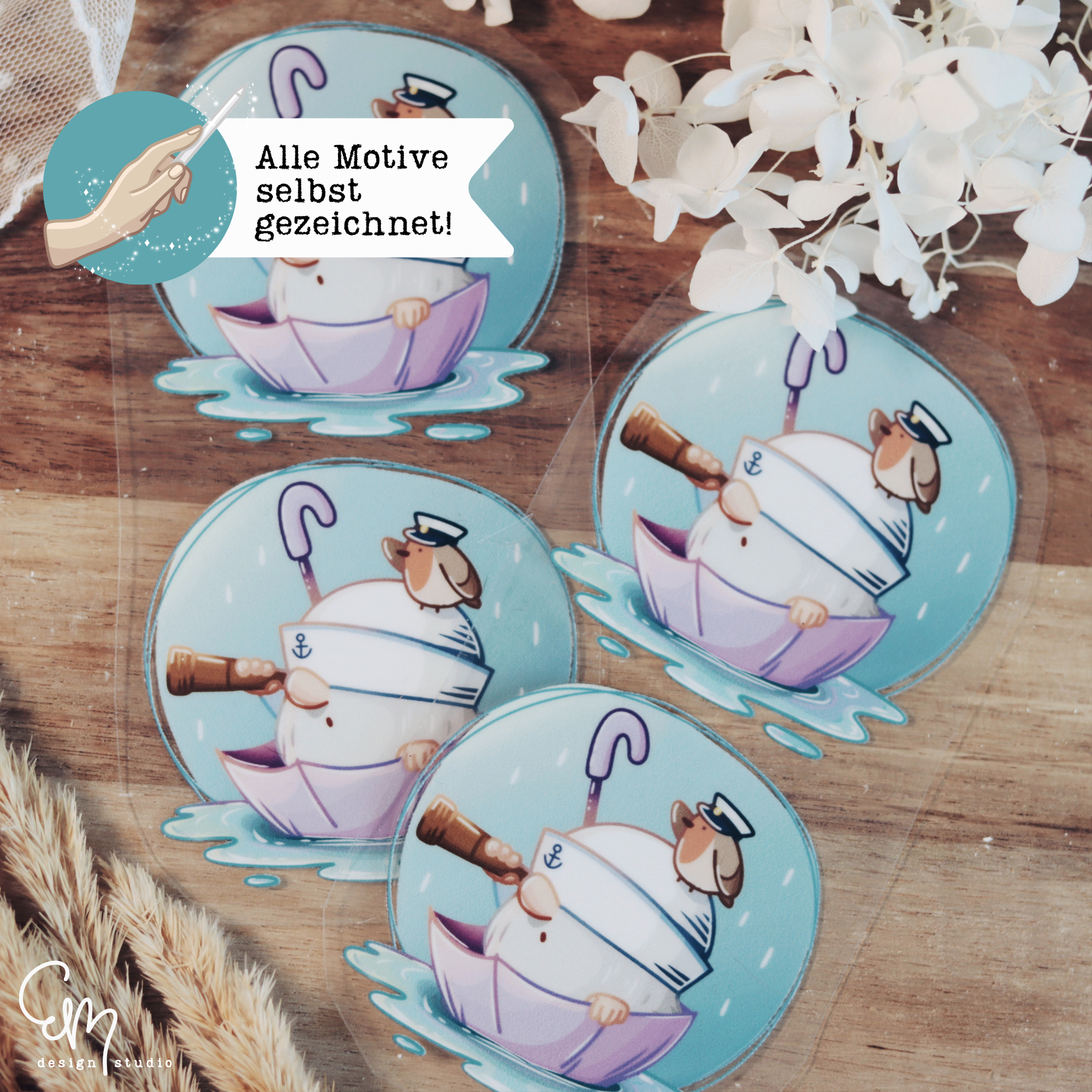 Rub on Sticker - "Schietwetter Wichtel im Regenschirm"