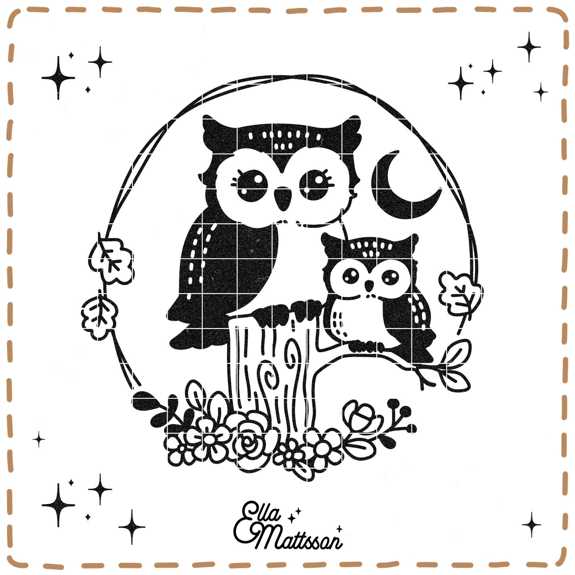 Plotterdatei - "Mama und Baby Eule" - Ella Mattsson©