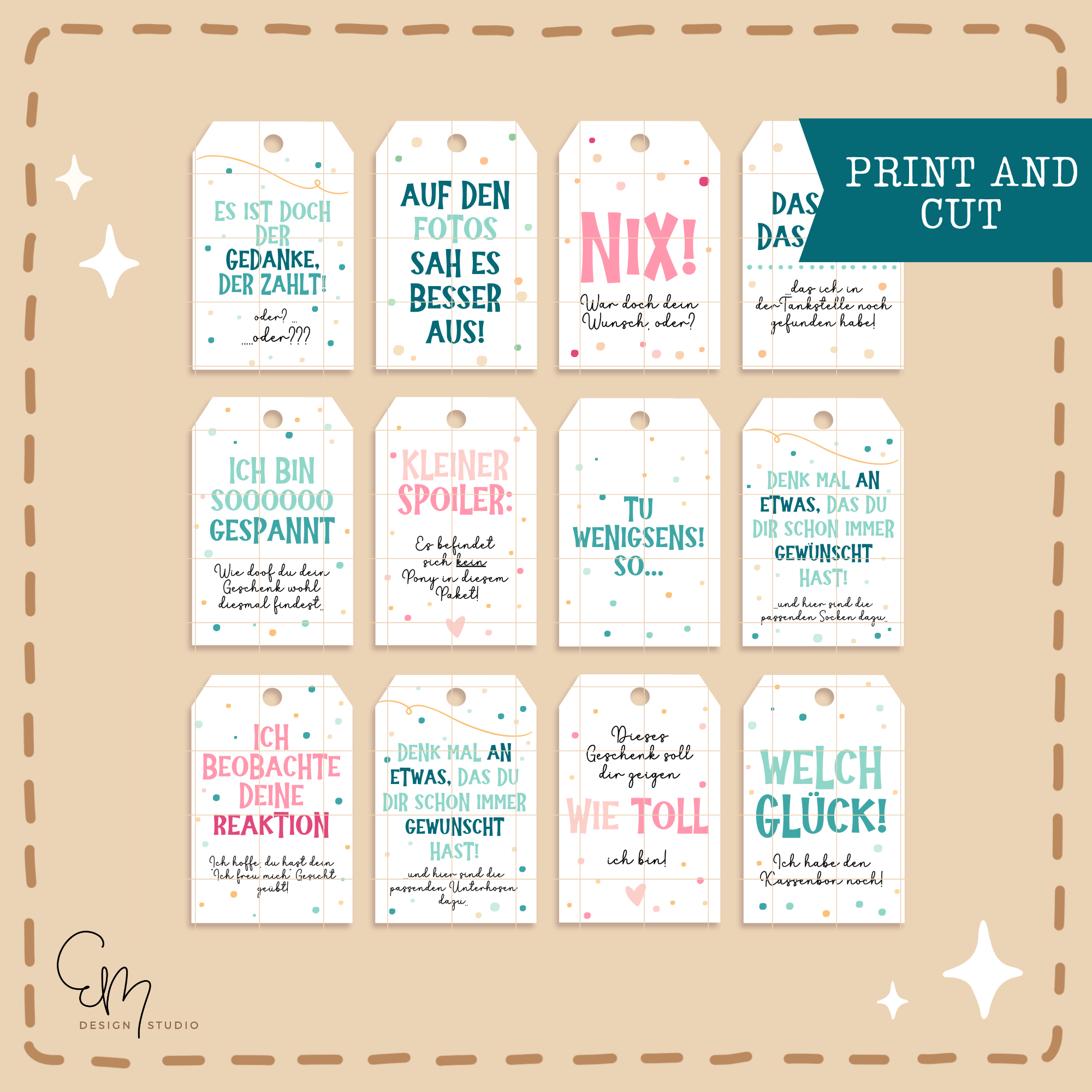 Lasercut + Print & Cut - lustige Geschenkanhänger