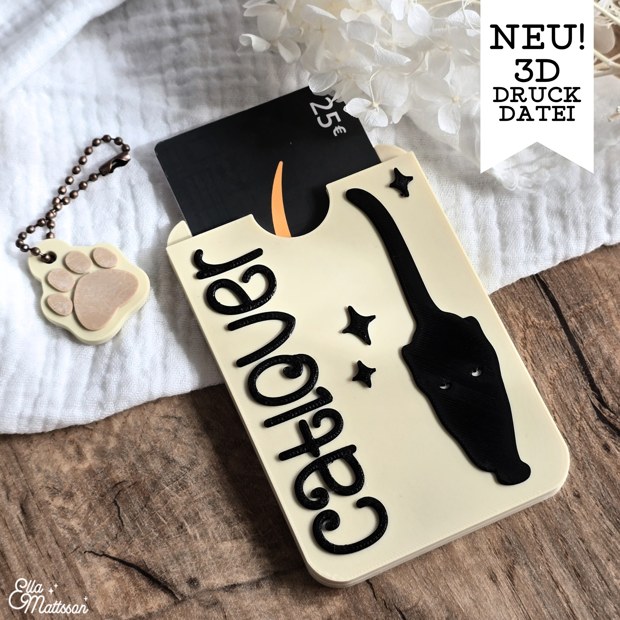 3D Druckdatei (STL) - Kartenhalter "Catlover"