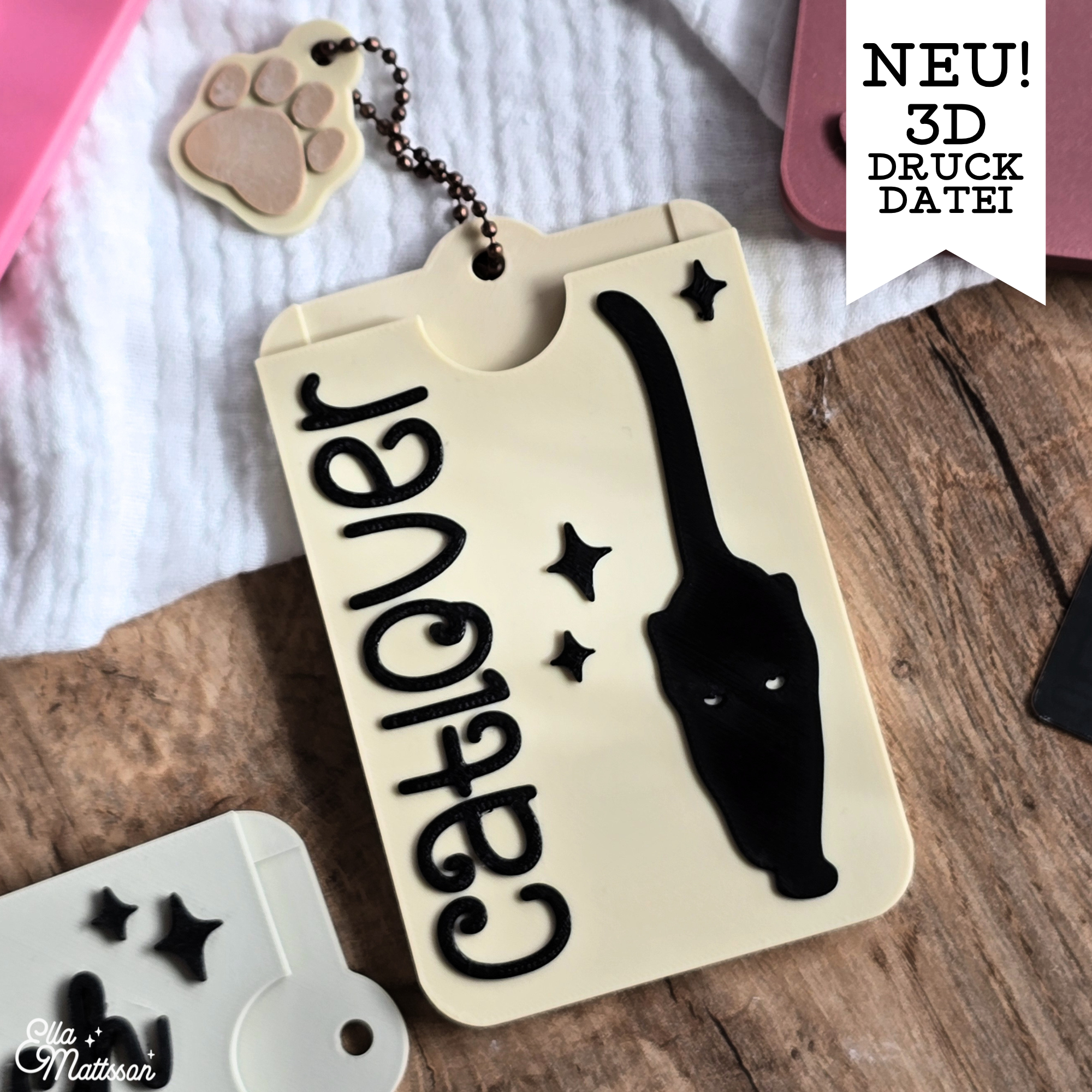 3D Druckdatei (STL) - Kartenhalter "Catlover"