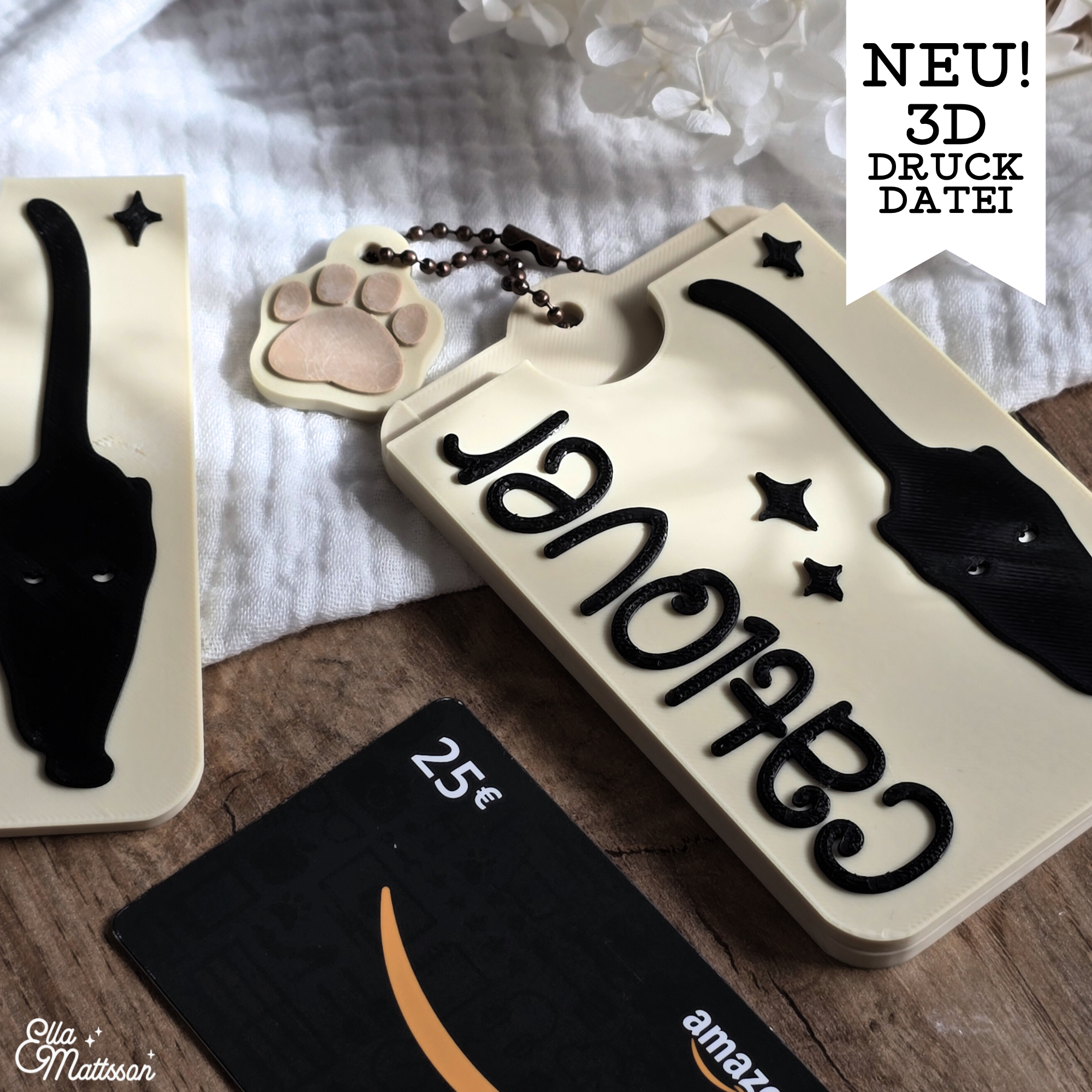 3D Druckdatei (STL) - Kartenhalter "Catlover"