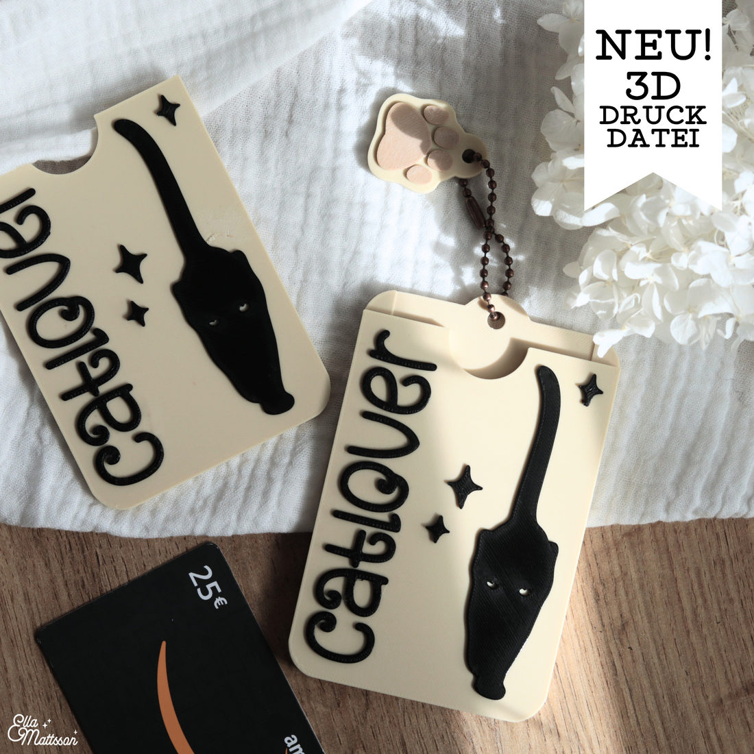 3D Druckdatei (STL) - Kartenhalter "Catlover"