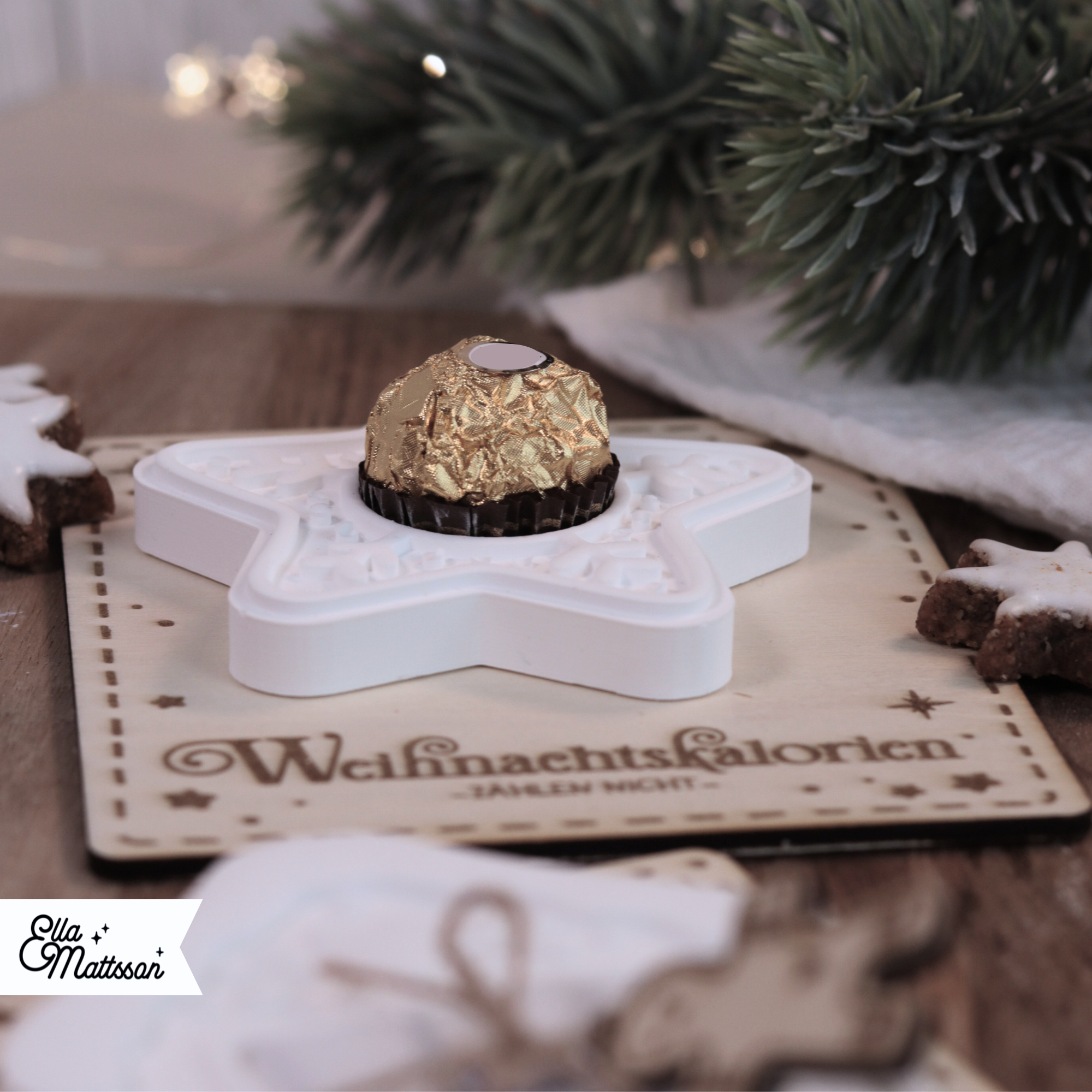 Silikonform - Lebkuchen Stern für Schokokugel (Mit Gratis Lasercut Dateien + Stabkerzen Einsatz)