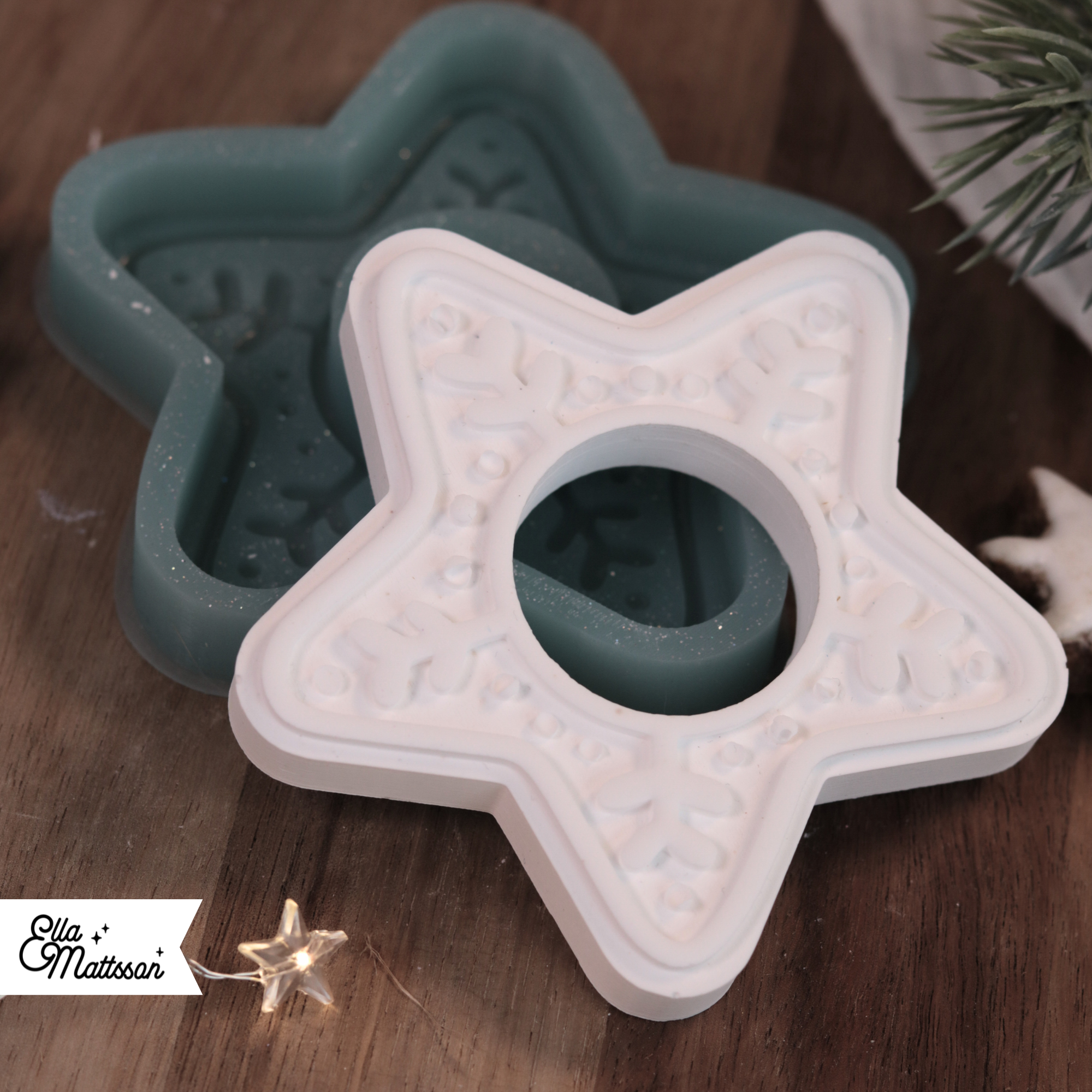 Silikonform - Lebkuchen Stern für Schokokugel (Mit Gratis Lasercut Dateien + Stabkerzen Einsatz)
